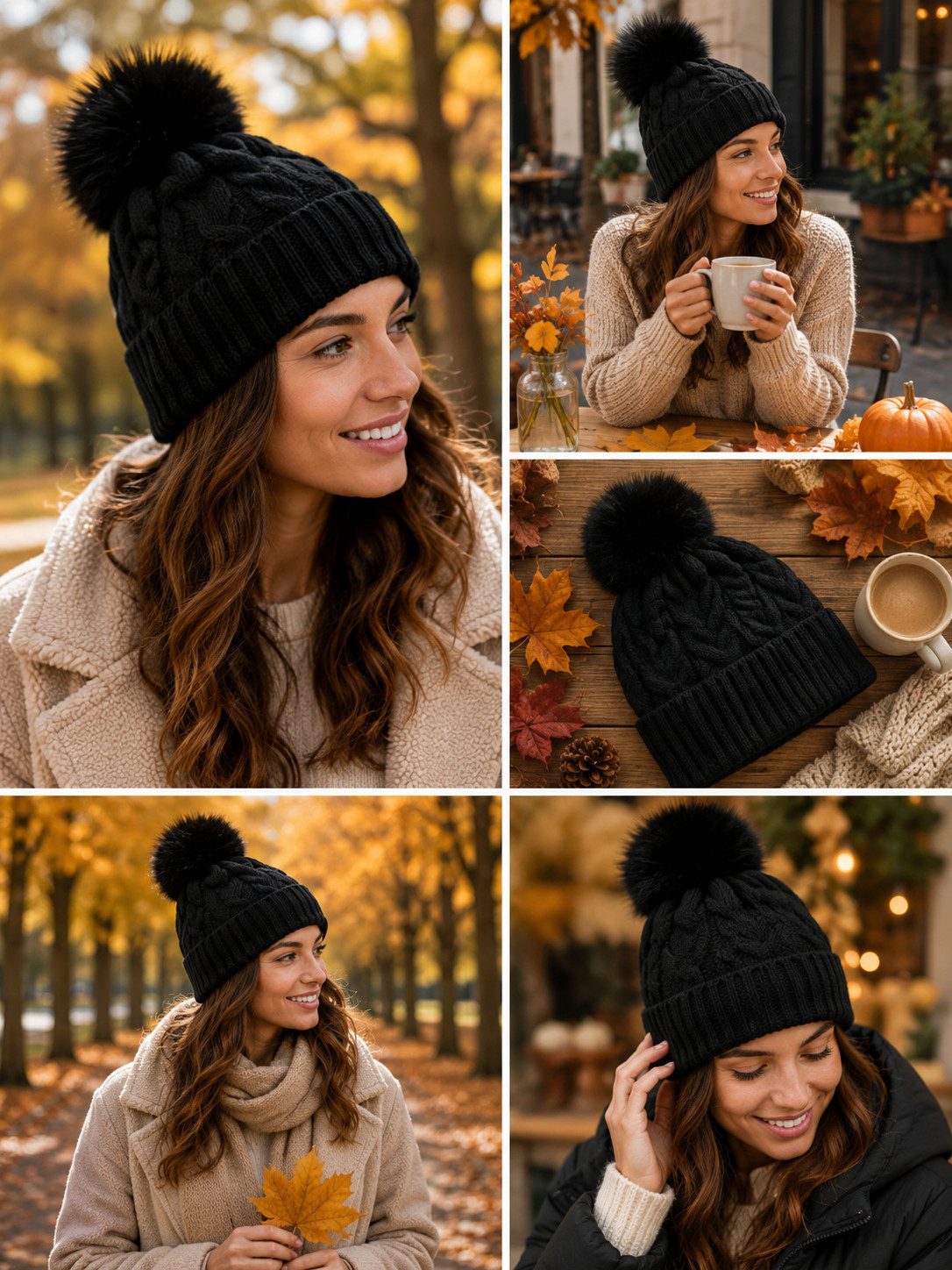 LK Trend & Style Bommelmütze Gestrickte Wollmütze sportlich, warmes Accessoires