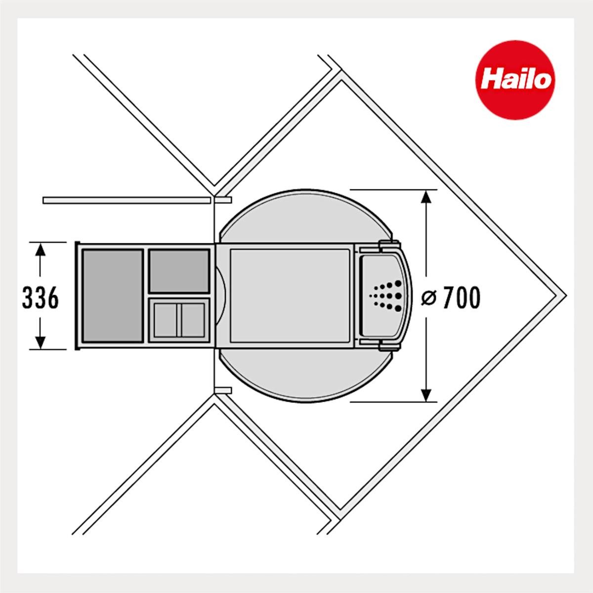 Hailo Einbaumülleimer Hailo Eckabfallsammler 3646131 Rondo 3-fach Mülltrennung 18 + 2x 8,5 L, 3fach Mülltrennung 18/8,5/8,5 Liter