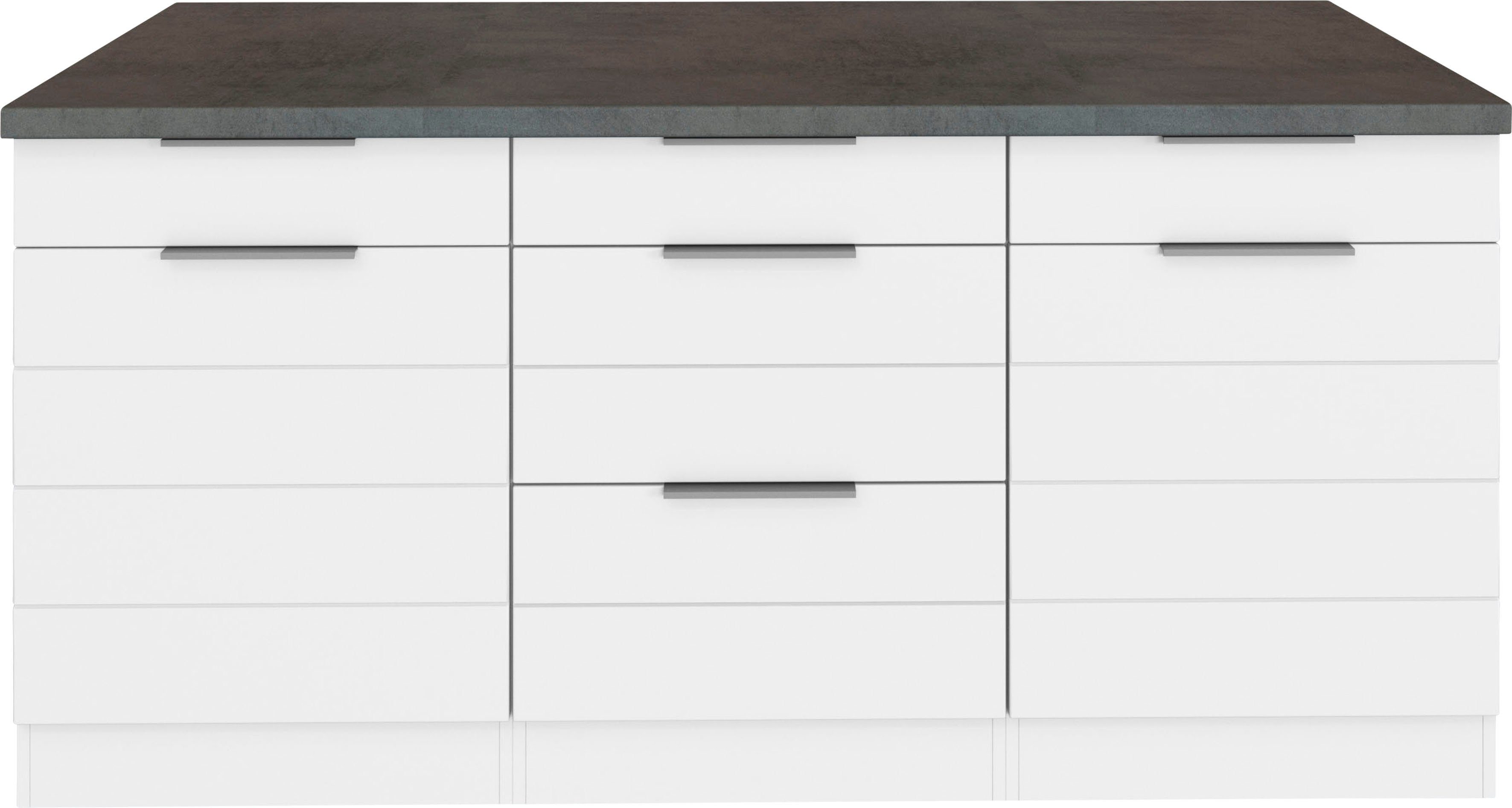 KOCHSTATION Unterschrank KS-Luhe 180 cm breit, für viel Stauraum, MDF-Fronten mit waagerechter Lisene