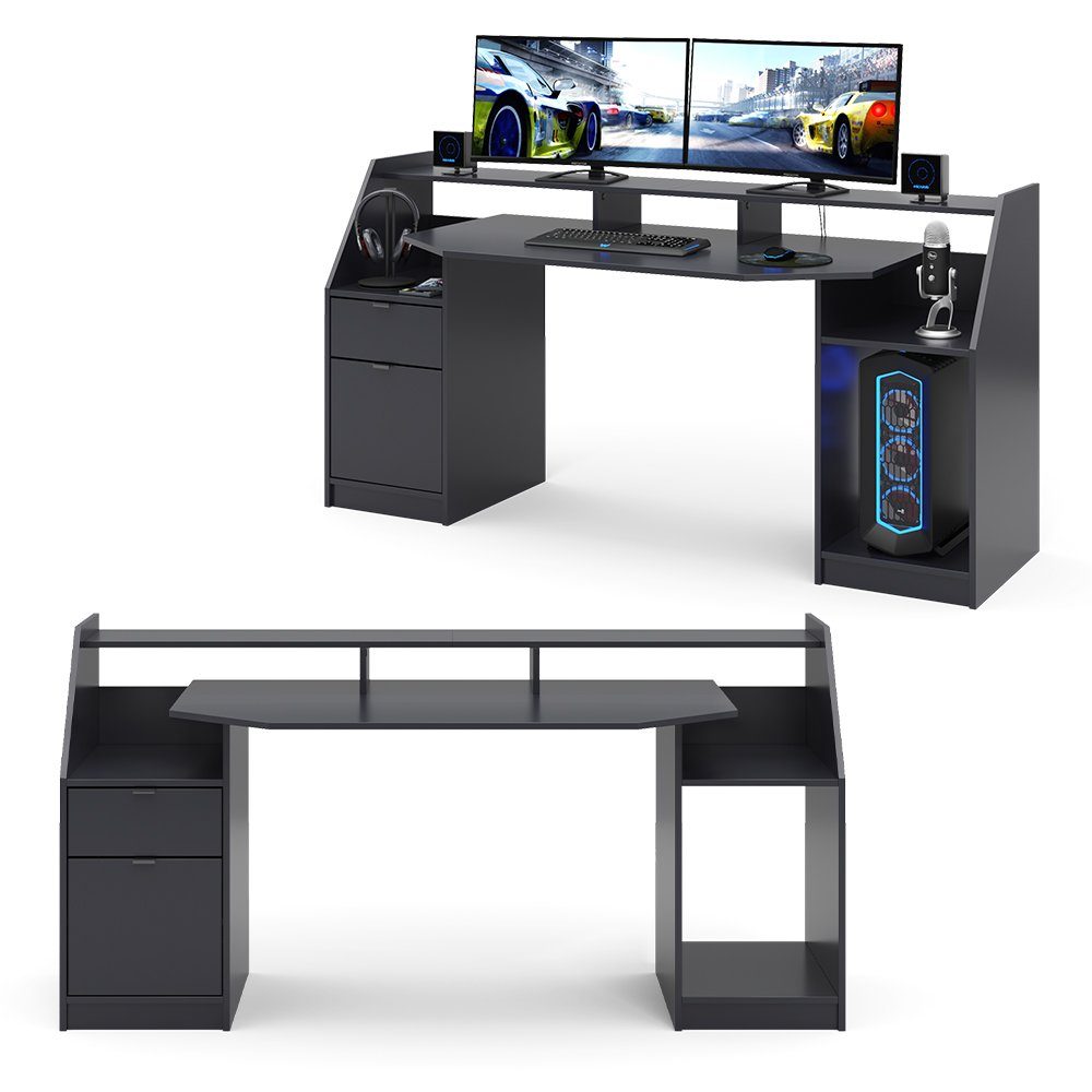 JOEL Computertisch Schreibtisch Arbeitstisch Schwarz Vicco PC-Tisch Groß