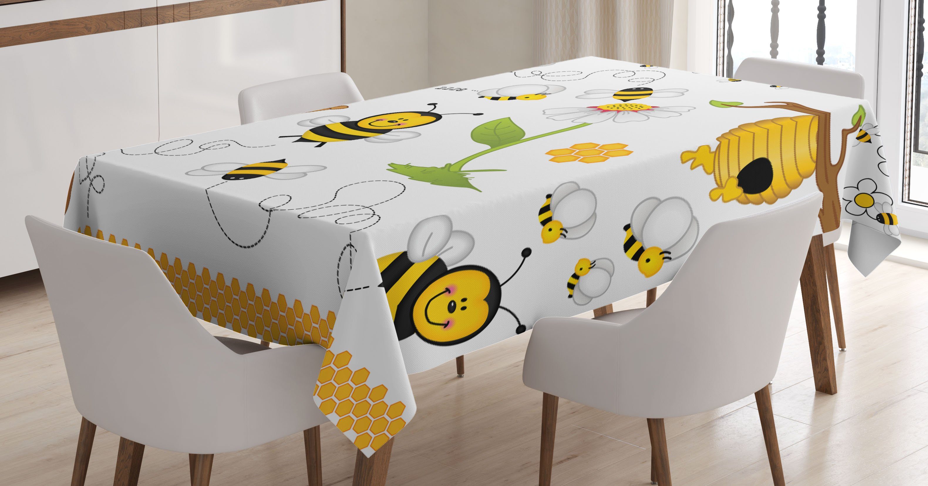 Abakuhaus Tischdecke Farbfest Farben, Kamille Bienen geeignet Außen den Klare Biene Für Bereich Waschbar Gänseblümchen