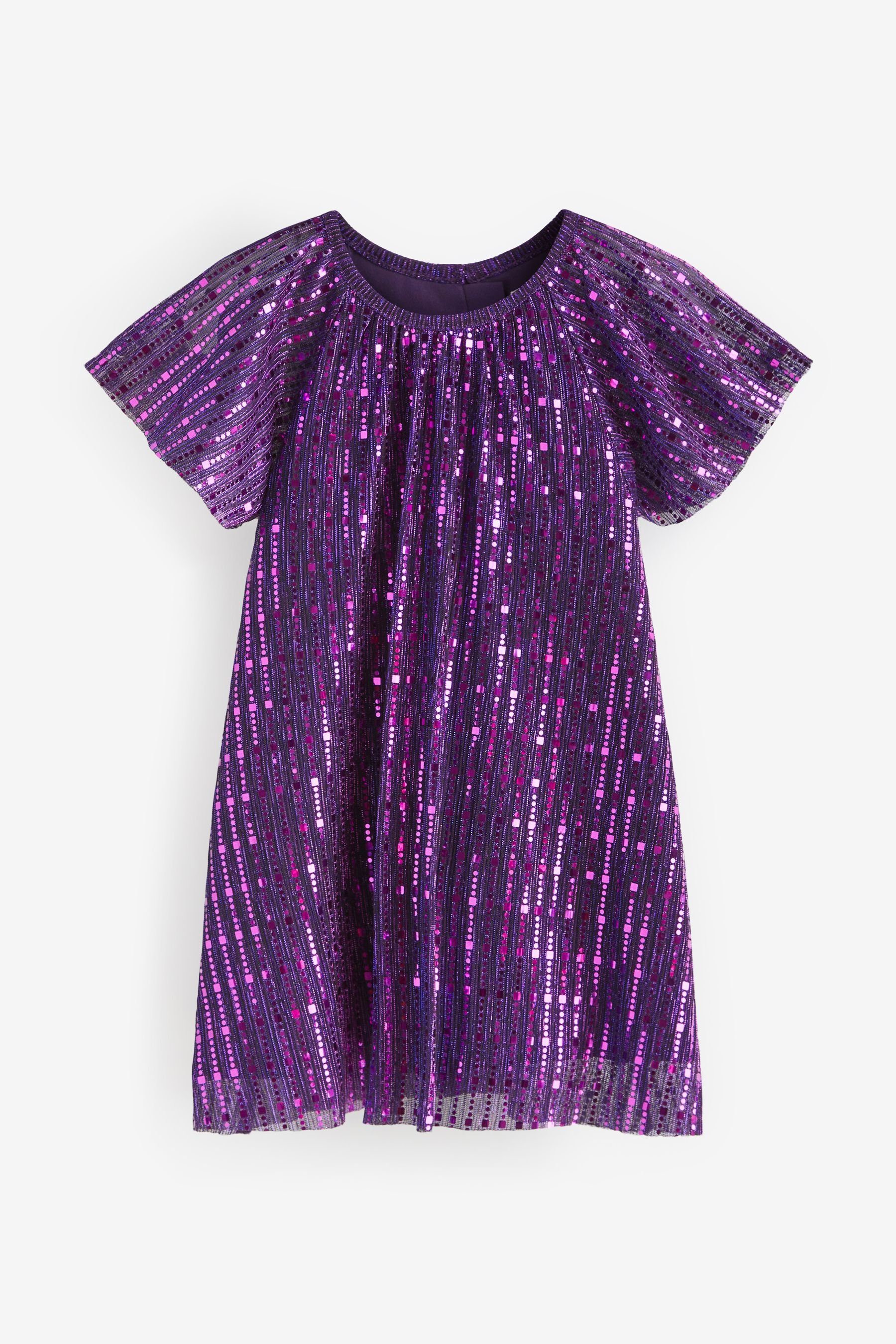 Partykleid Sparkle Purple (1-tlg) mit Next Flügelärmeln Kleid