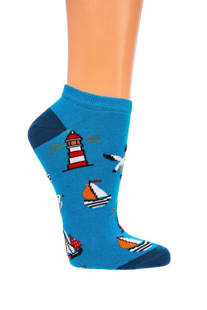 Wowerat Sneakersocken 2 Paar Fun Sneakersocken, Küstenglück Motiv, Sneaker Spaß Socken – Bild 4 von 4