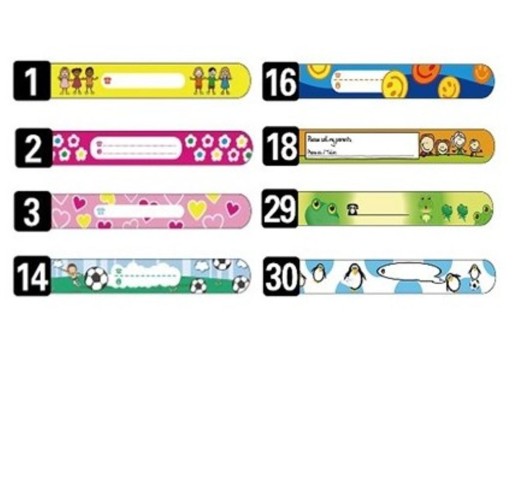 Illes-Laedchen Armband SOS Armband Kinder 8er Set, Notfallarmband mit Adressfeld, wasserfest, wiederverwendbar Sicherheitsarmband für Urlaub & Ausflüge
