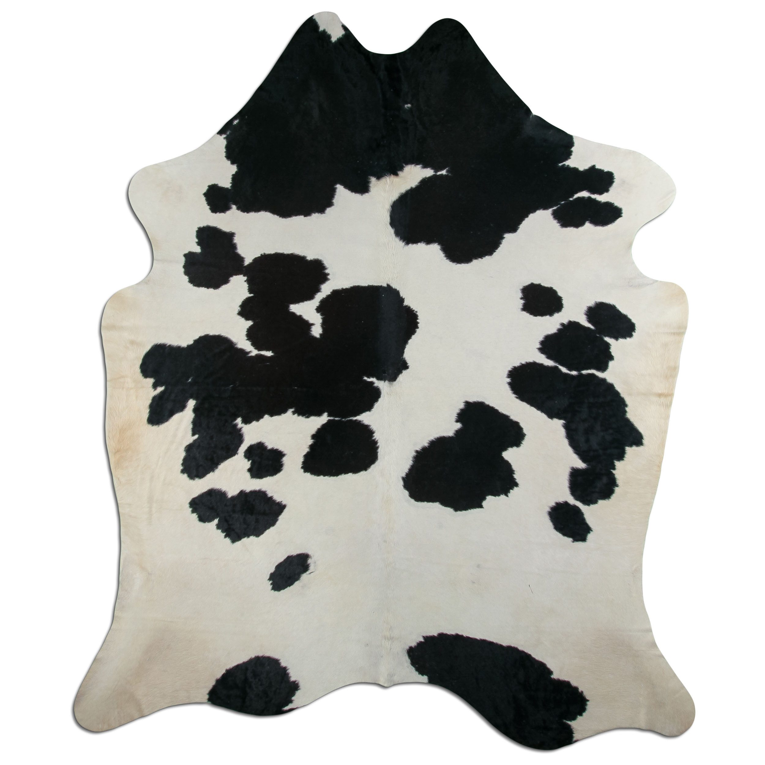 Livorio Fellteppich L240 x B195 cm - schwarz weiß, Kuhfell, Premium Kuhfell Teppich, Rinderfell, Echtfell, black and white