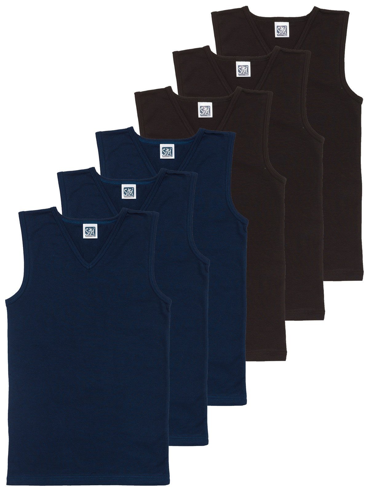 Sweety for Kids Unterhemd 6er Sparpack Knaben City Shirt Single Jersey (Spar-Set, 6-St) hohe Markenqualität navy schwarz