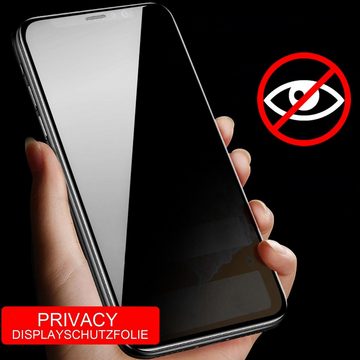 Numerva Schutzfolie Panzer Folie für Apple iPhone X / XS Echt Glas Folie, (1x Schutzfolie 2x Reinigungstücher), Anti Spy Schutzfolie Blickschutz Glasfolie Sichtschutzfolie