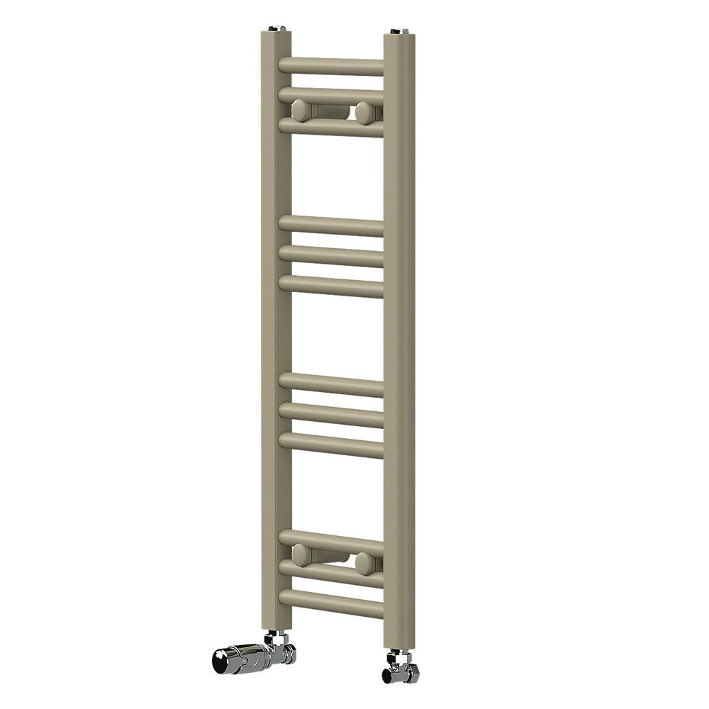 LuxeBath Badheizkörper Handtuchheizkörper mit Thermostatventil Badheizkörper Sahara Beige, Handtuchtrockner 300x800 mm gerade mit Seitenanschluss Handtuchhalter