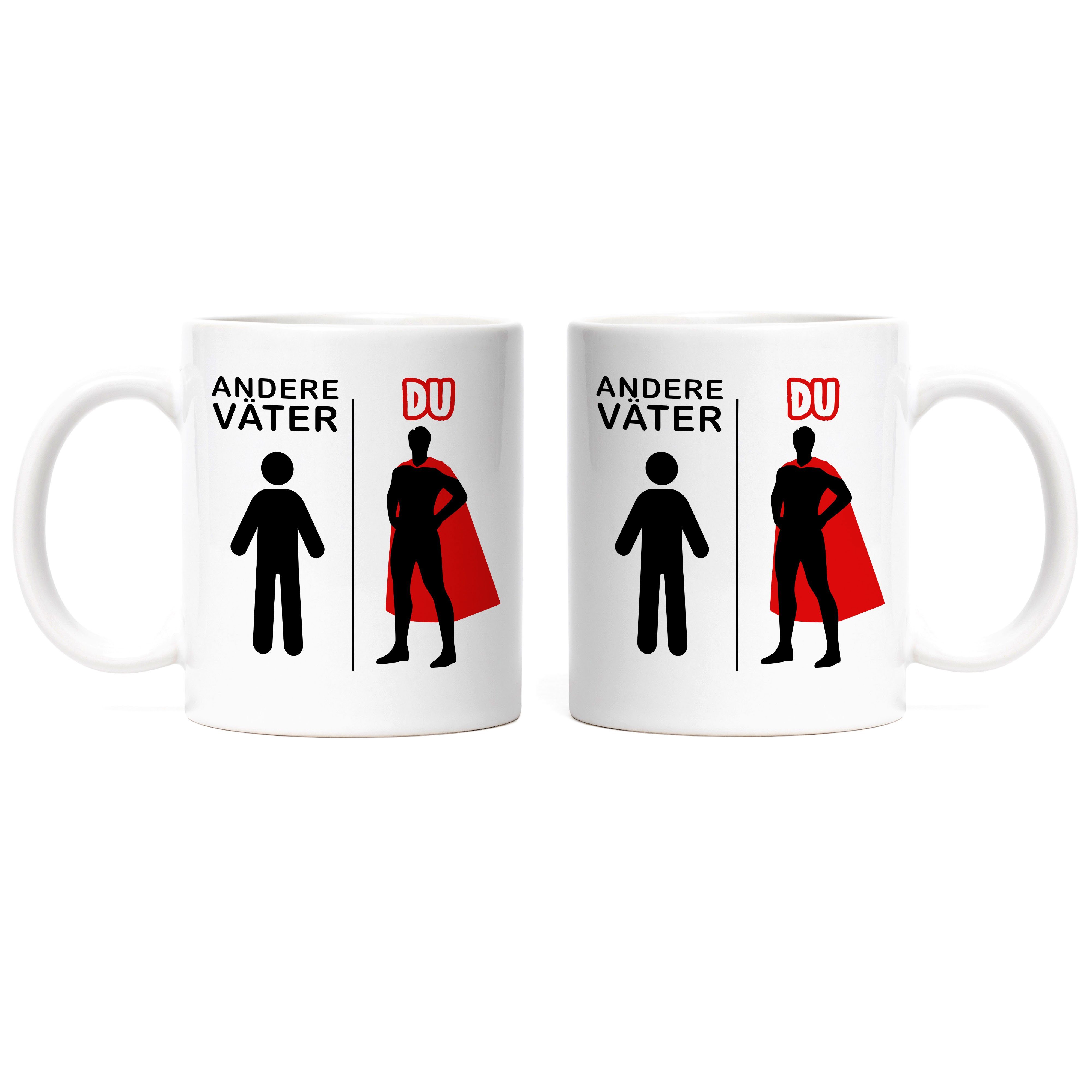 Vatertag Väter Geschenkidee Bester Tasse Vatertagsgeschenk Andere Hey!Print Superheld Tasse Du Papa Held Weiß