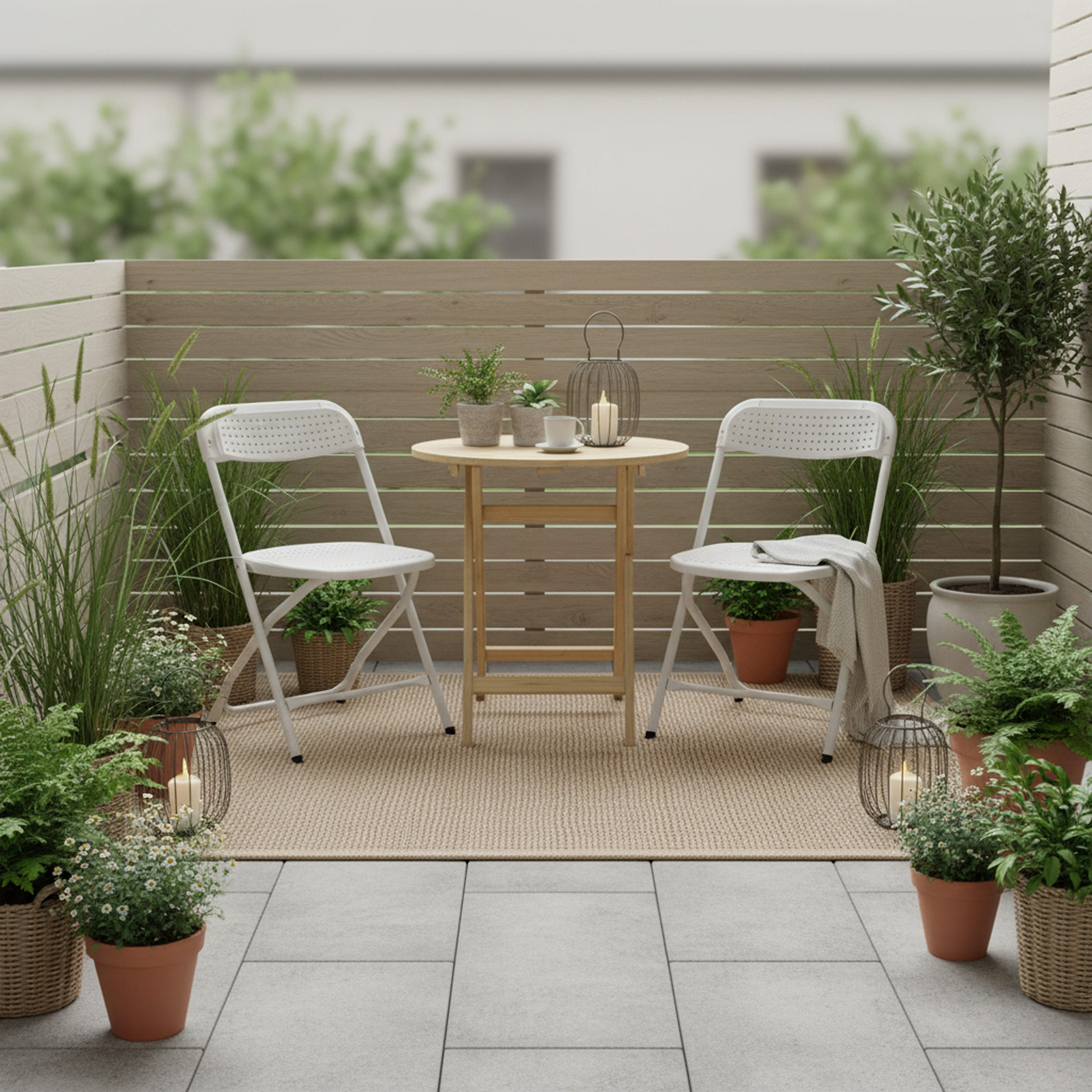 hjh OFFICE Gartenstuhl Outdoor Stuhl TUDELA XXL PRO W Kunststoff, Klappstuhl für Balkon Esszimmer Terrasse, Campingstuhl klappbar