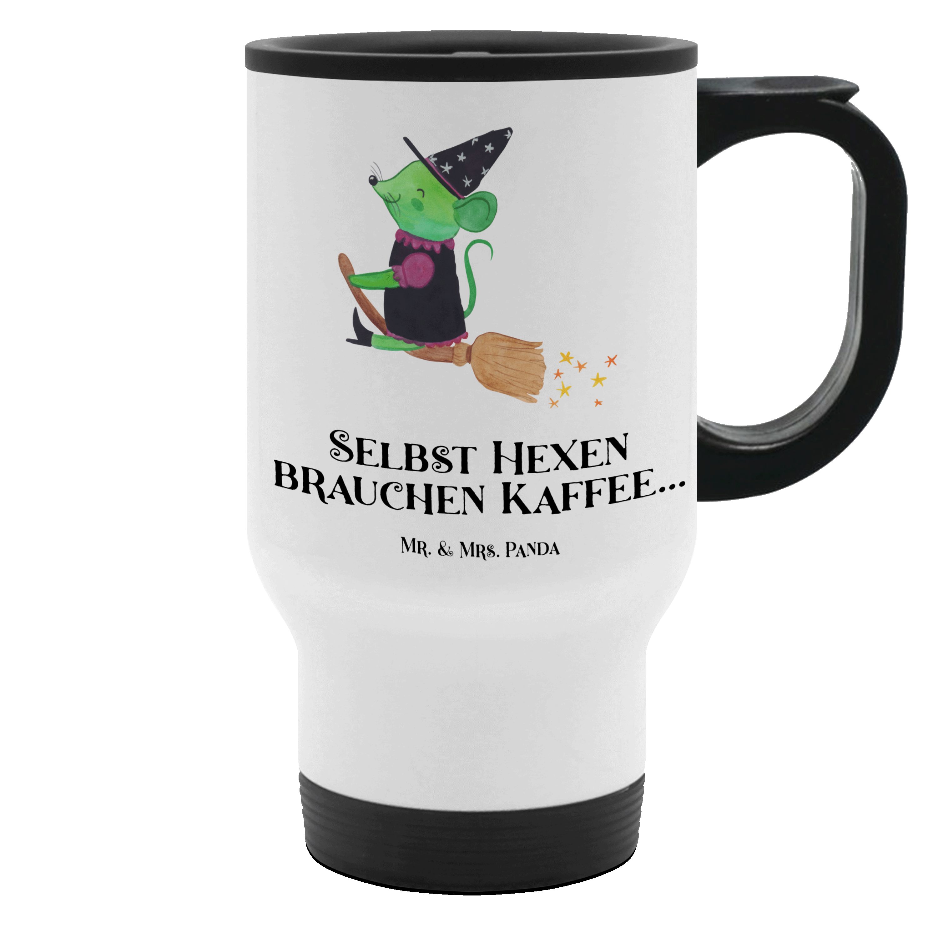 Mr. & Mrs. Panda Thermobecher Halloween-Hexen Kaffee, thermosbecher, Weiß, Thermobecher To Go, Teeb, Edelstahl, Thermobecher Für Unterwegs schaurige Spiele Freude teilen
