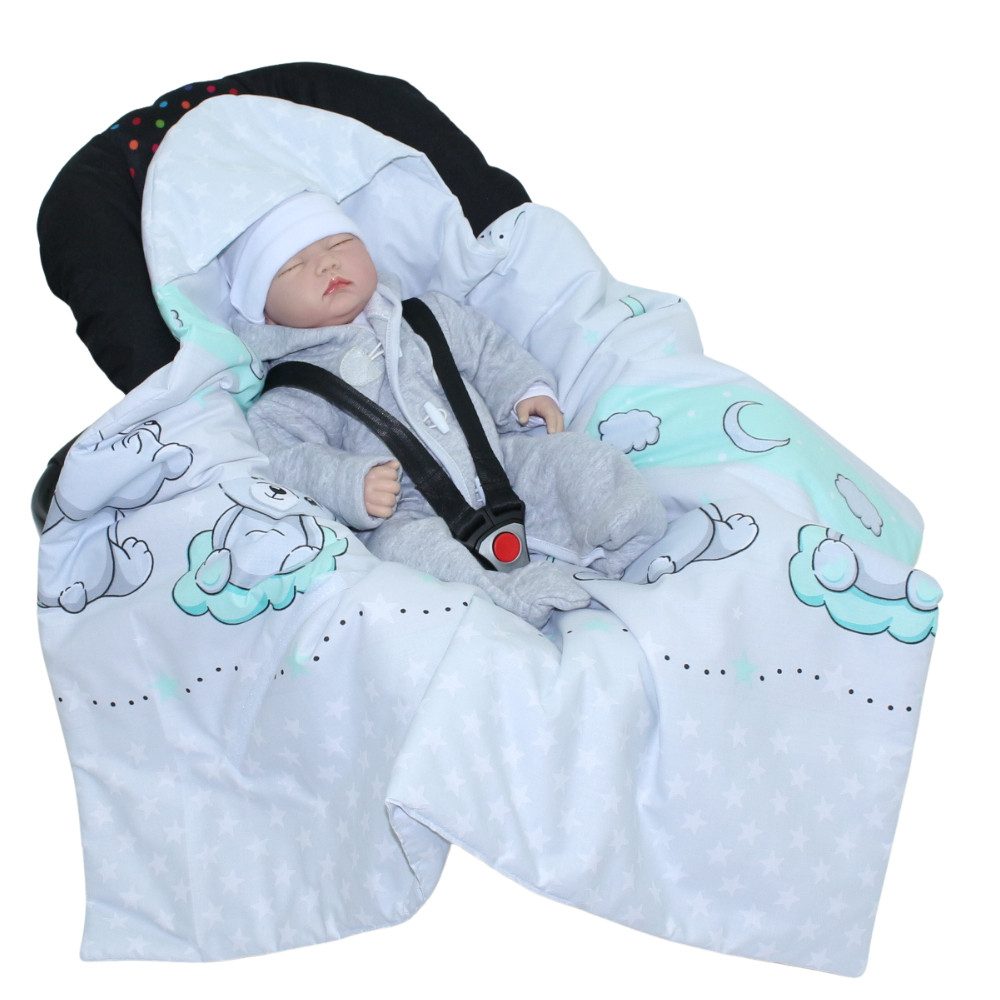 Einschlagdecke BabyDecke Baumwolle mit Kapuze für Babyschale Kindersitz