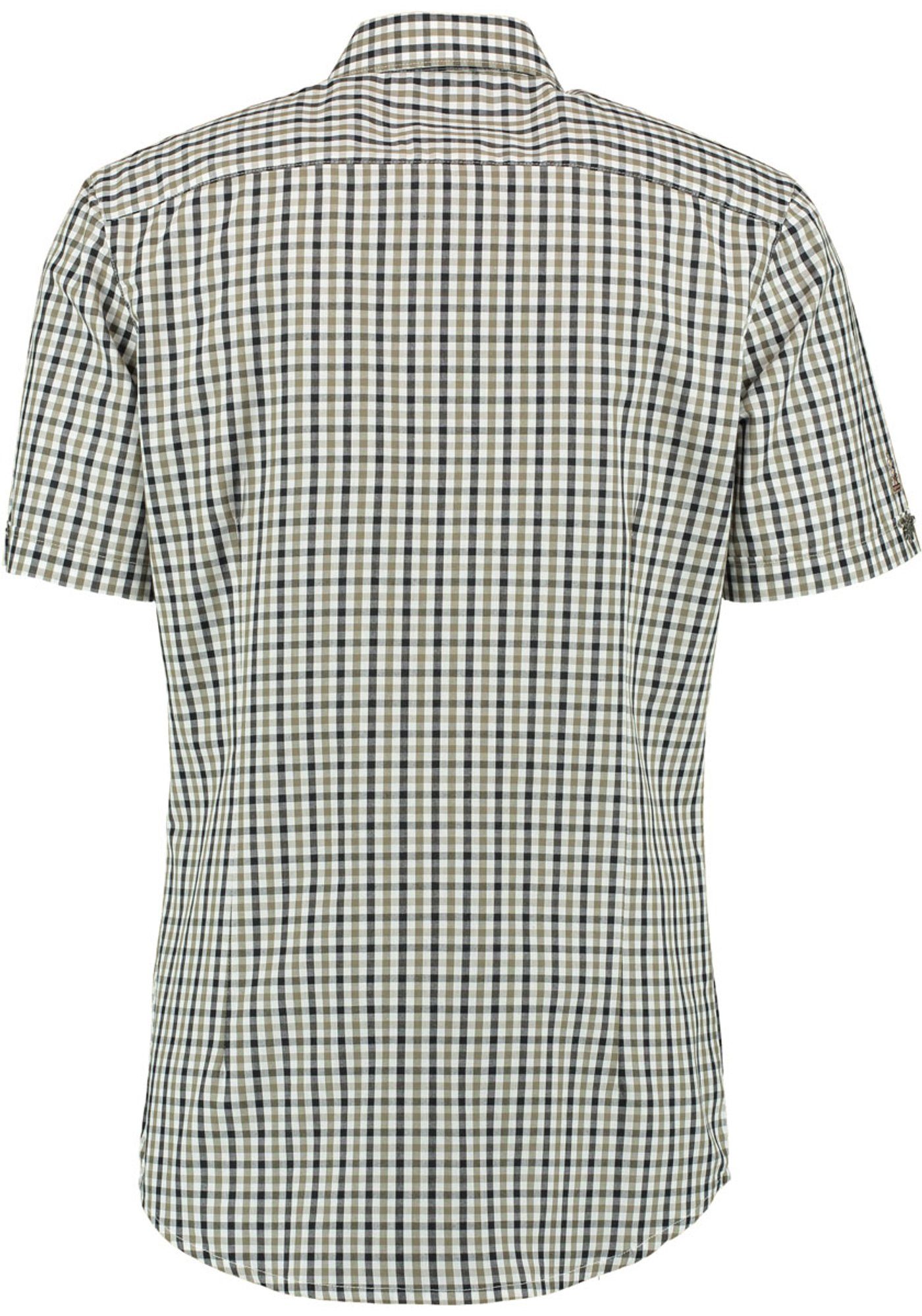 Herren schwarz Trachtenhemd Kurzarmhemd mit Bleri OS-Trachten Paspeltasche