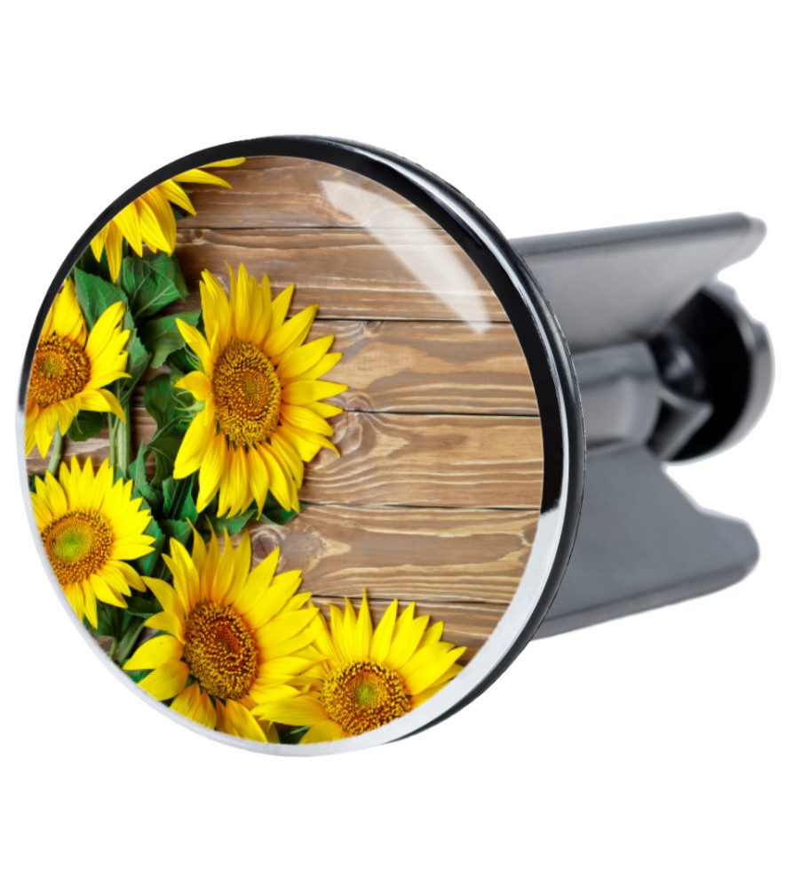Sanilo Waschbeckenstöpsel Sunflower, Ø 4,0 cm, hochwertig, universell, mit Motiv, 100% wasserdicht