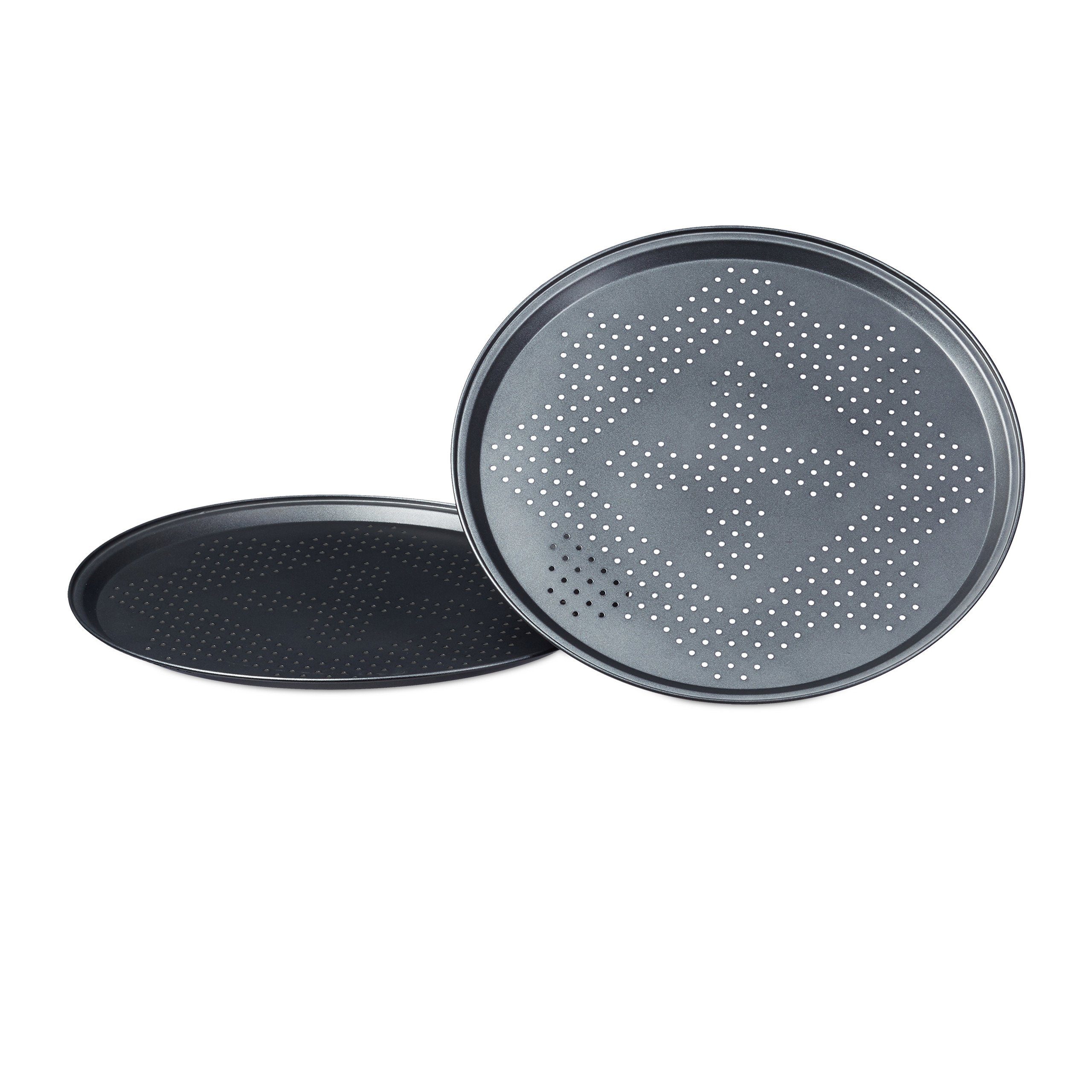 relaxdays Pizzablech perforiert im Set, Eisen, (2-St., 2er Set), 2er Pack
