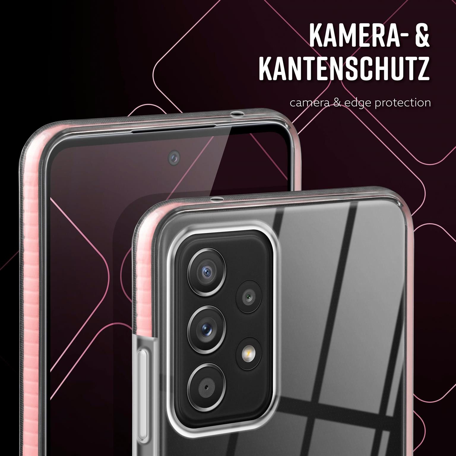 ONEFLOW Handyhülle für Samsung Galaxy A52 Hülle Silikon Cushion Case Rosa 6,5 Zoll, Schutzhülle Transparent Bumper Back Cover Silikonhülle Durchsichtig
