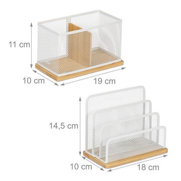 relaxdays Schreibtischaufsatz 2-teiliges Schreibtisch Organizer Set