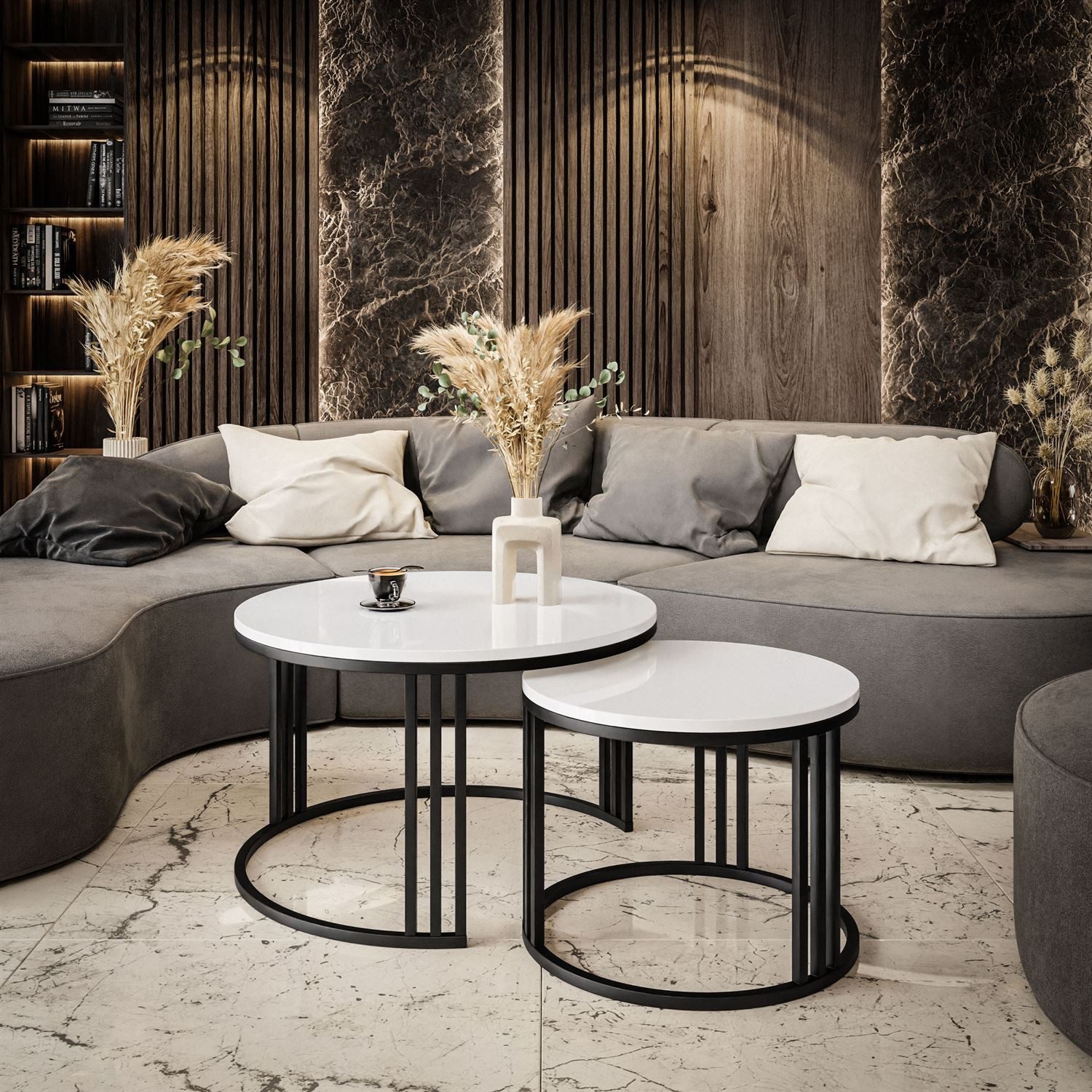 Lookway Couchtisch LORI 2in1 mit Hochglanz Platte (2er Set), Durchmesser: ⌀ günstig online kaufen