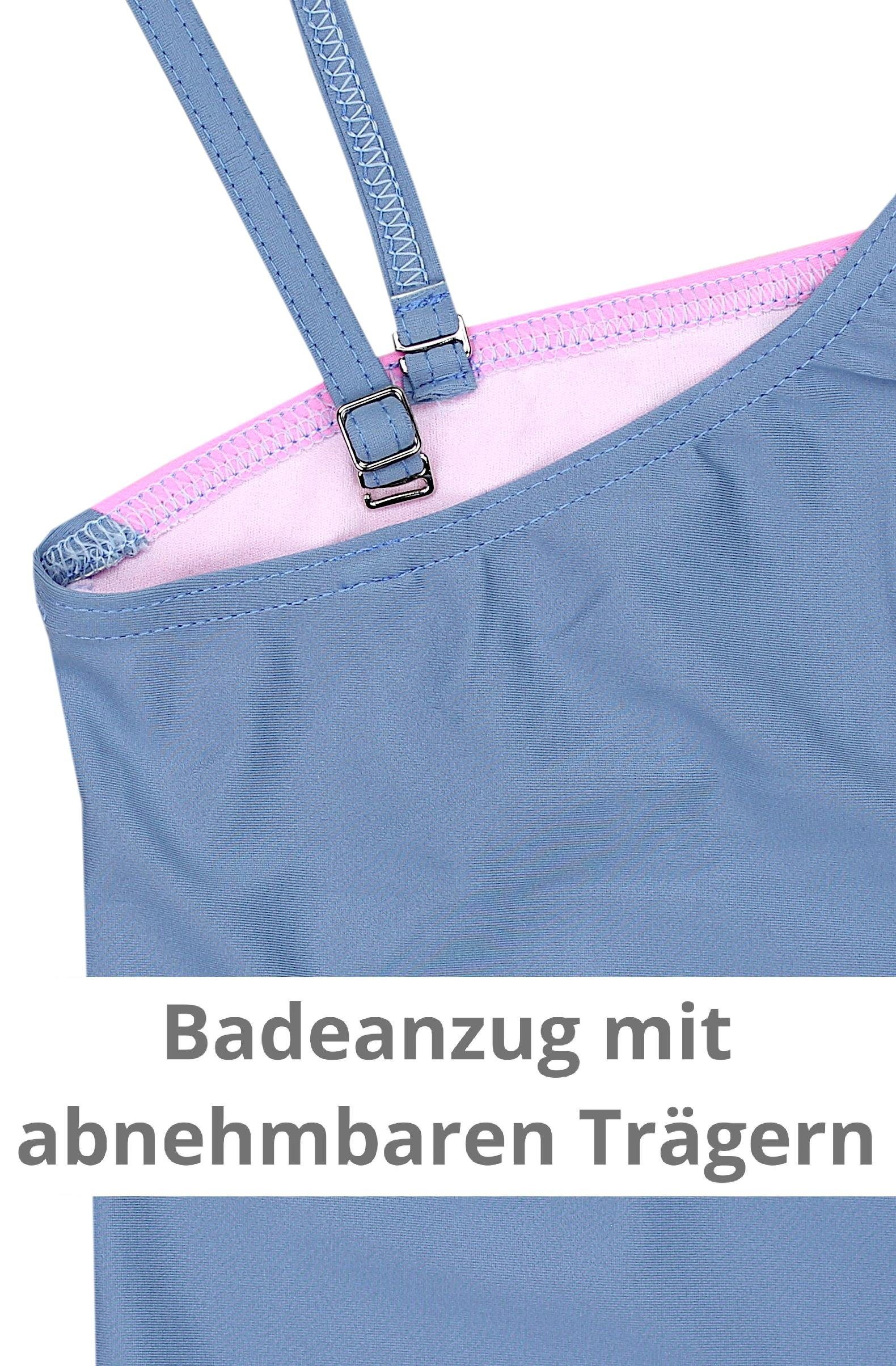 Aquarti Badeanzug Aquarti Violett mit / Grau Mädchen Streifen Spaghettiträgern / Rosa Badeanzug 032B