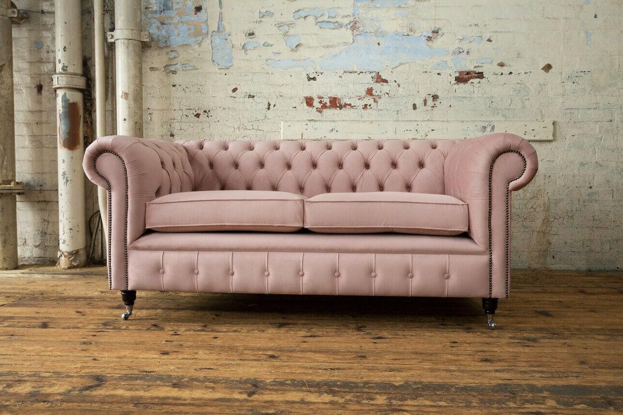 Xlmoebel Chesterfield-Sofa Chesterfield Couch mit 3 Sitzplätzen in Rosé im Design-Stil, 1 Teile, Hergestellt in Europa