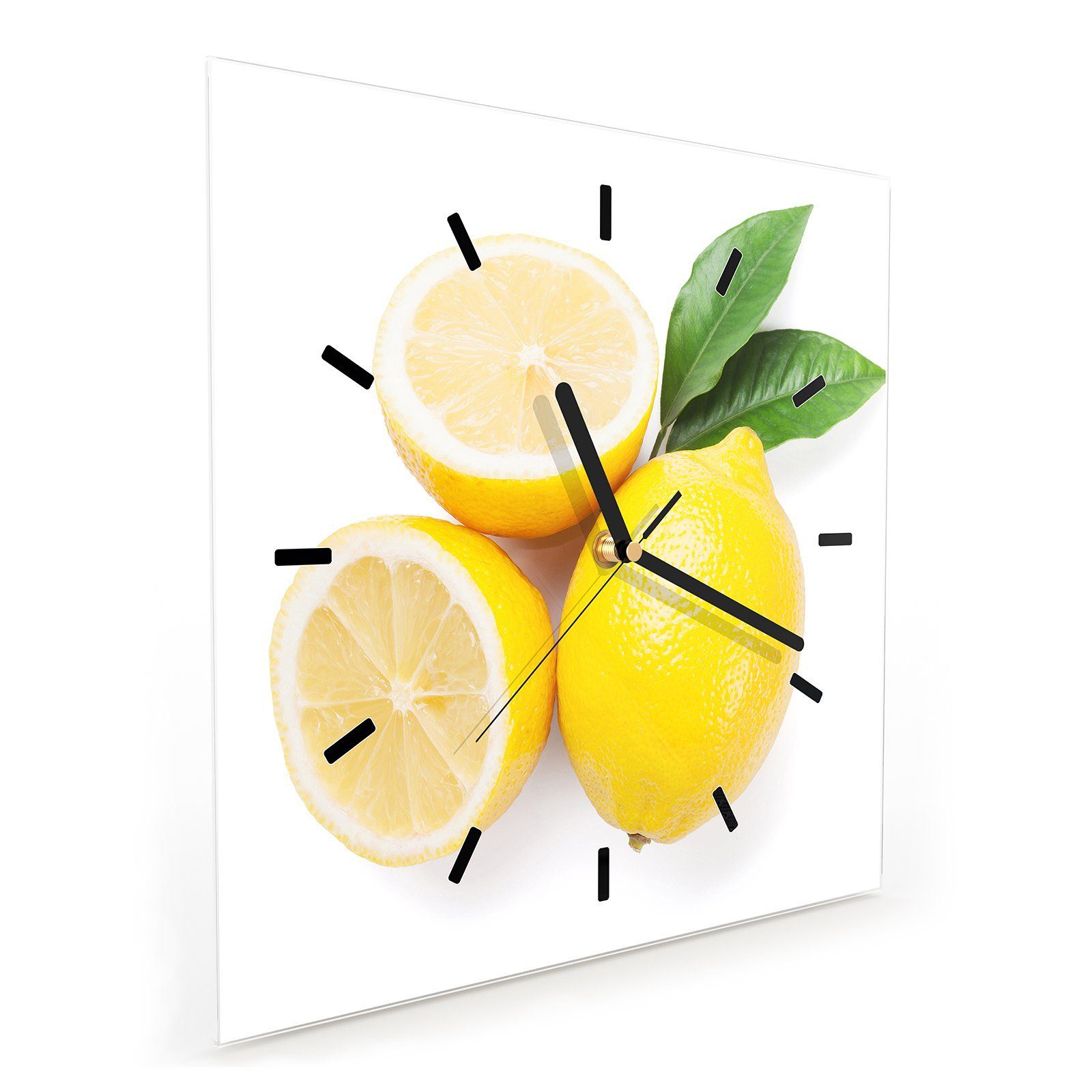 Primedeco mit 30 Zitronen Wandkunst Wanduhr Wanduhr 30 Größe Glasuhr cm x Motiv