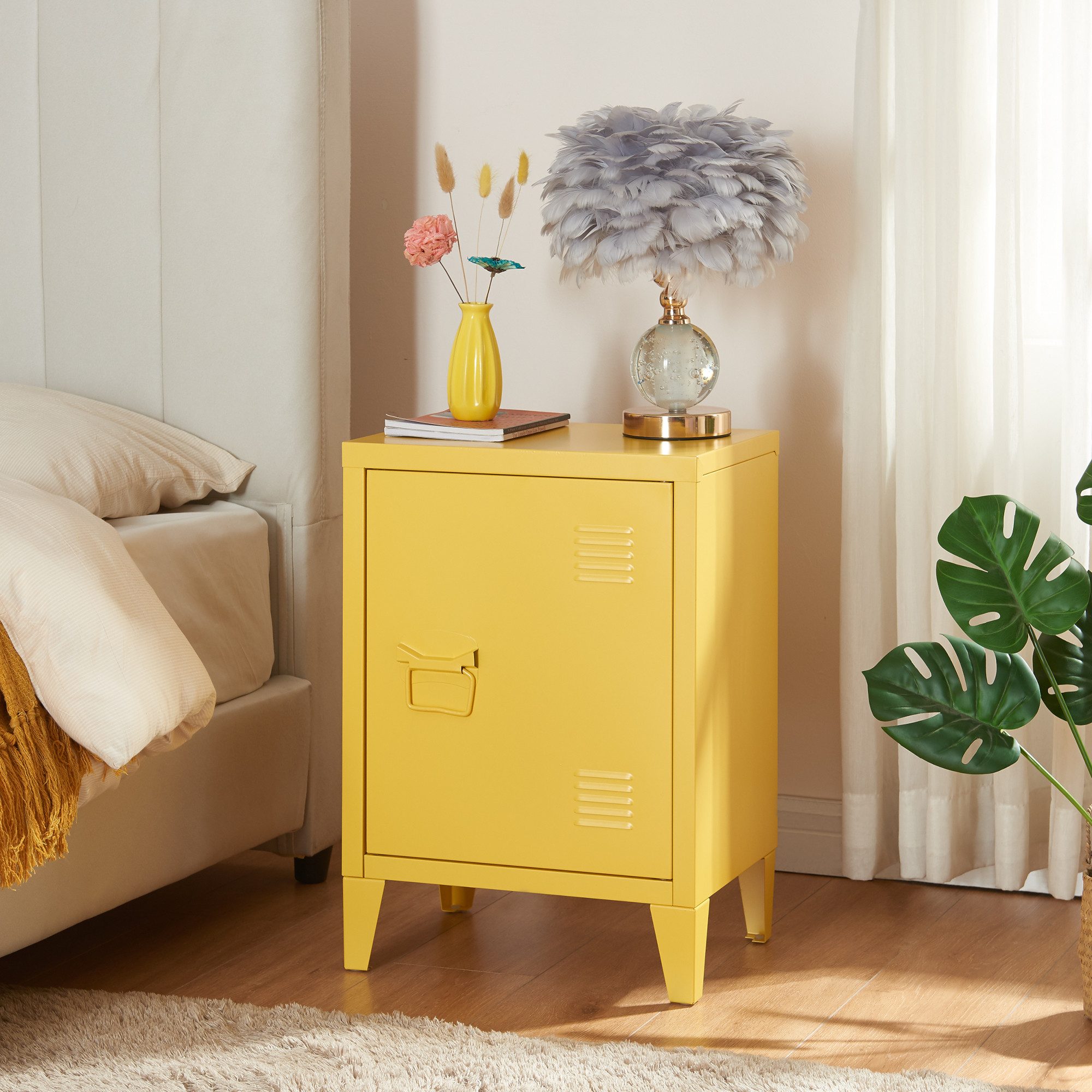 en.casa Nachtschrank (1-St) »Inari« mit Türgriff links Stahl 57 x 40 x 30 c günstig online kaufen