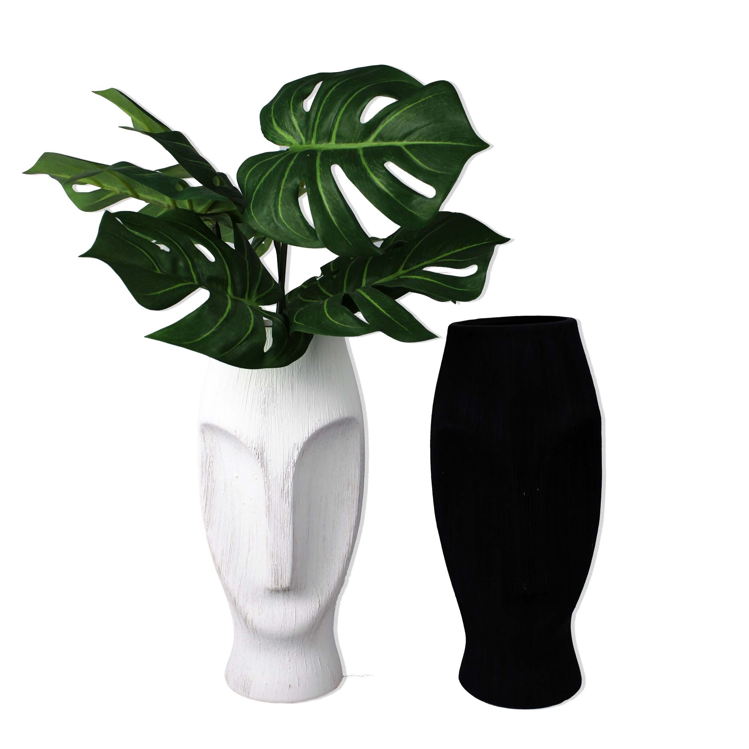 in Kopf schwarz mit Tischvase Vase in Stück, Osterinseln weiß Keramik Home / Form aus Moai Oberflächenstruktur Vase), 1 Keramik Signature (1 Collection geformt
