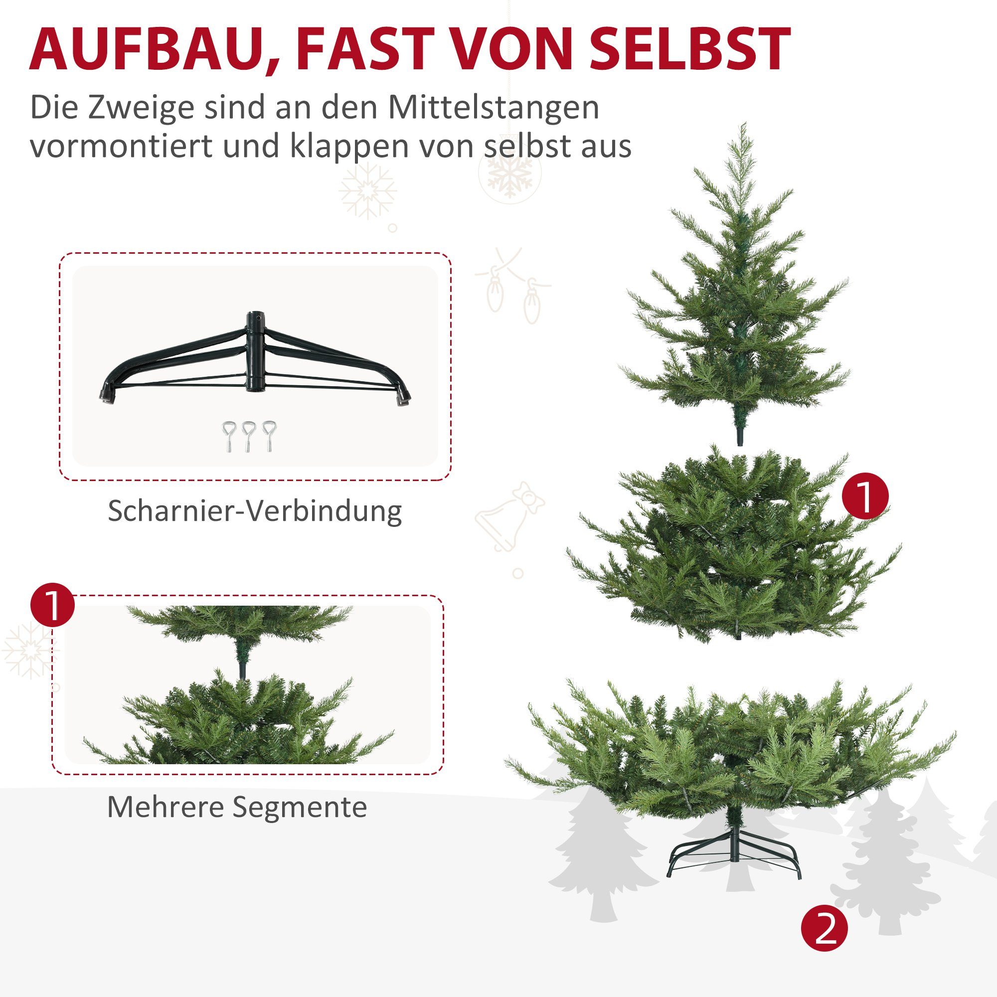 HOMCOM Künstlicher Weihnachtsbaum »Kunsttanne, realistisches Aussehen 