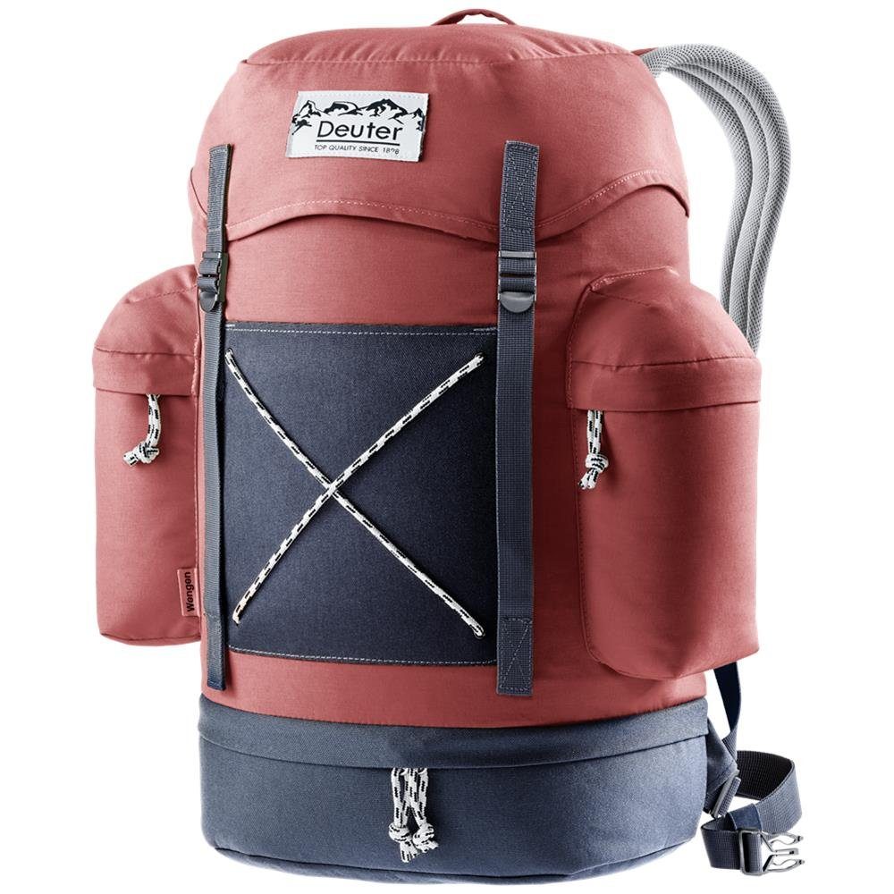 25 Liter, Wengen, PET, recyceltem bis 15 Zoll, Rucksack redwood-ink 80er-Design Laptopfach deuter aus