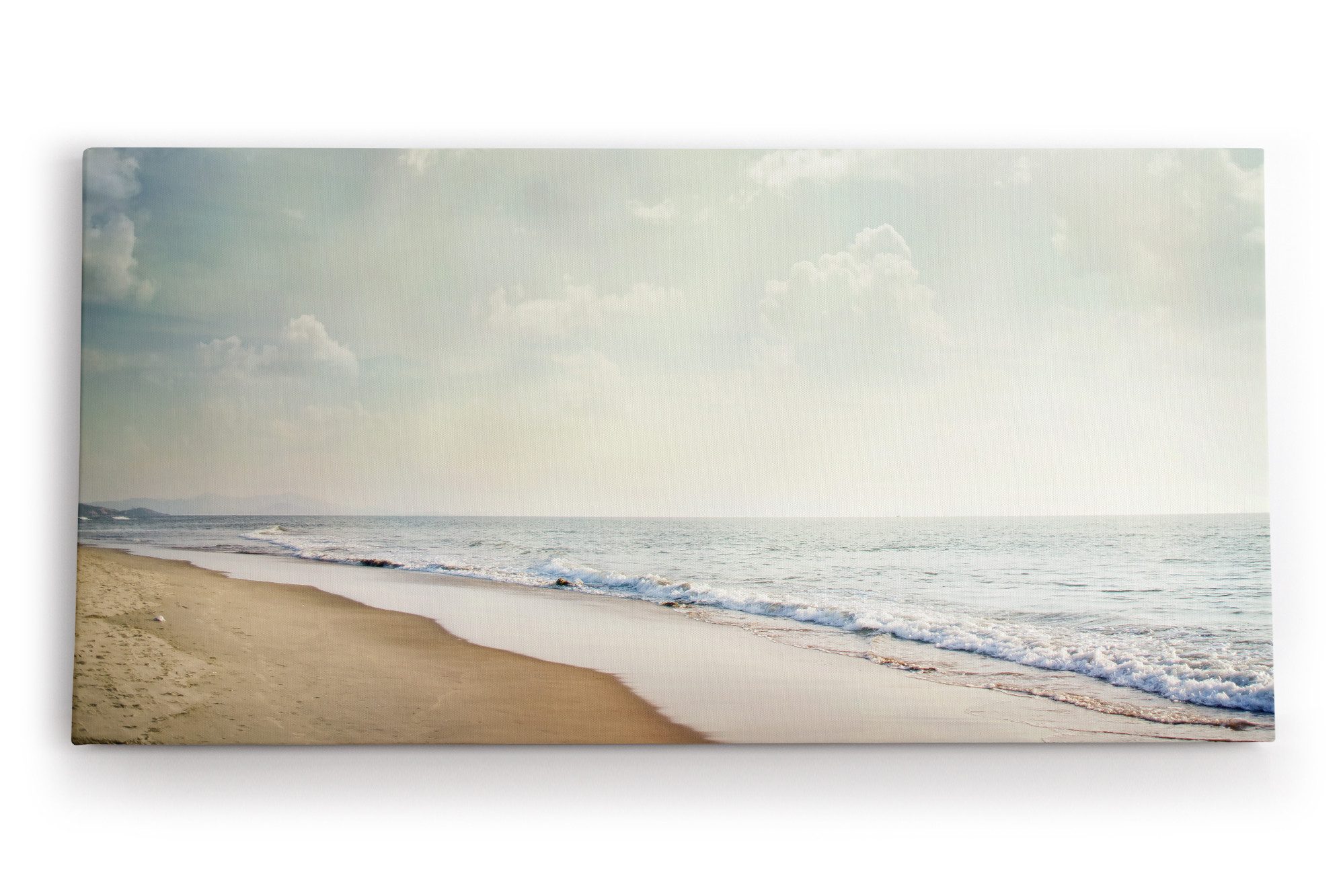Leinwandbild Strand Meer Wellen Horizont Himmel Sandstrand