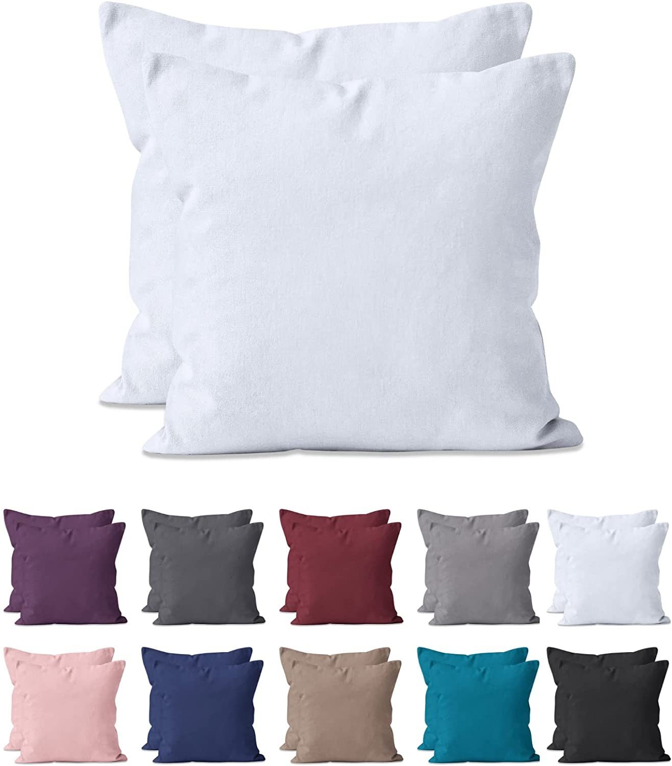 Kissenbezug 2-er Set Kissenbezug Mikrofaser, Doppelpack Kissenhüllen ca. 95 g/m², Dekorative Dekokissen Sofakissen Lendenkissen Wurfkissenbezug mit Reißverschluss