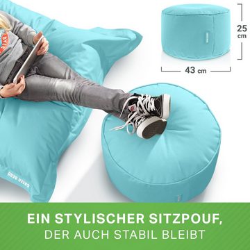 Green Bean Pouf Stay (Sitzsack-Hocker 25x45cm mit EPS-Perlen Füllung -, Fußhocker Fußkissen Sitz-Pouf für Sitzsäcke), Bodenkissen für Kinder und Erwachsene - Sitzkissen Sitzhocker