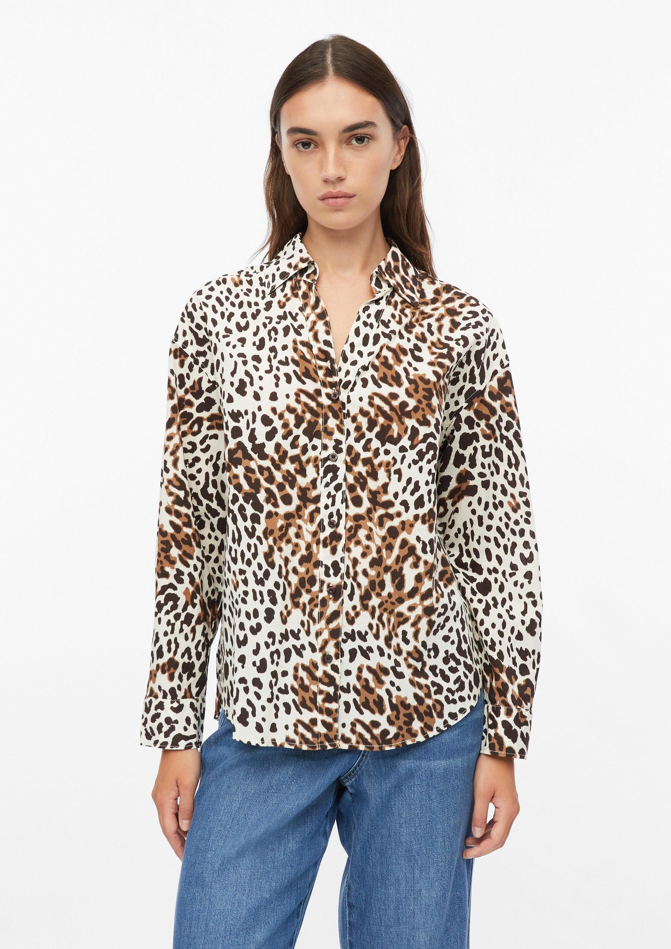 s.Oliver Langarmbluse Bluse Gemusterte Bluse mit Turn-up-Ärmel