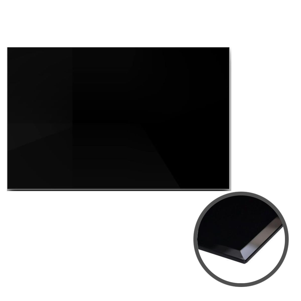Glasplatte rechteckig mit cm - HOOZ 90x60x0,6 Tischplatte schwarz, Facettenschliff