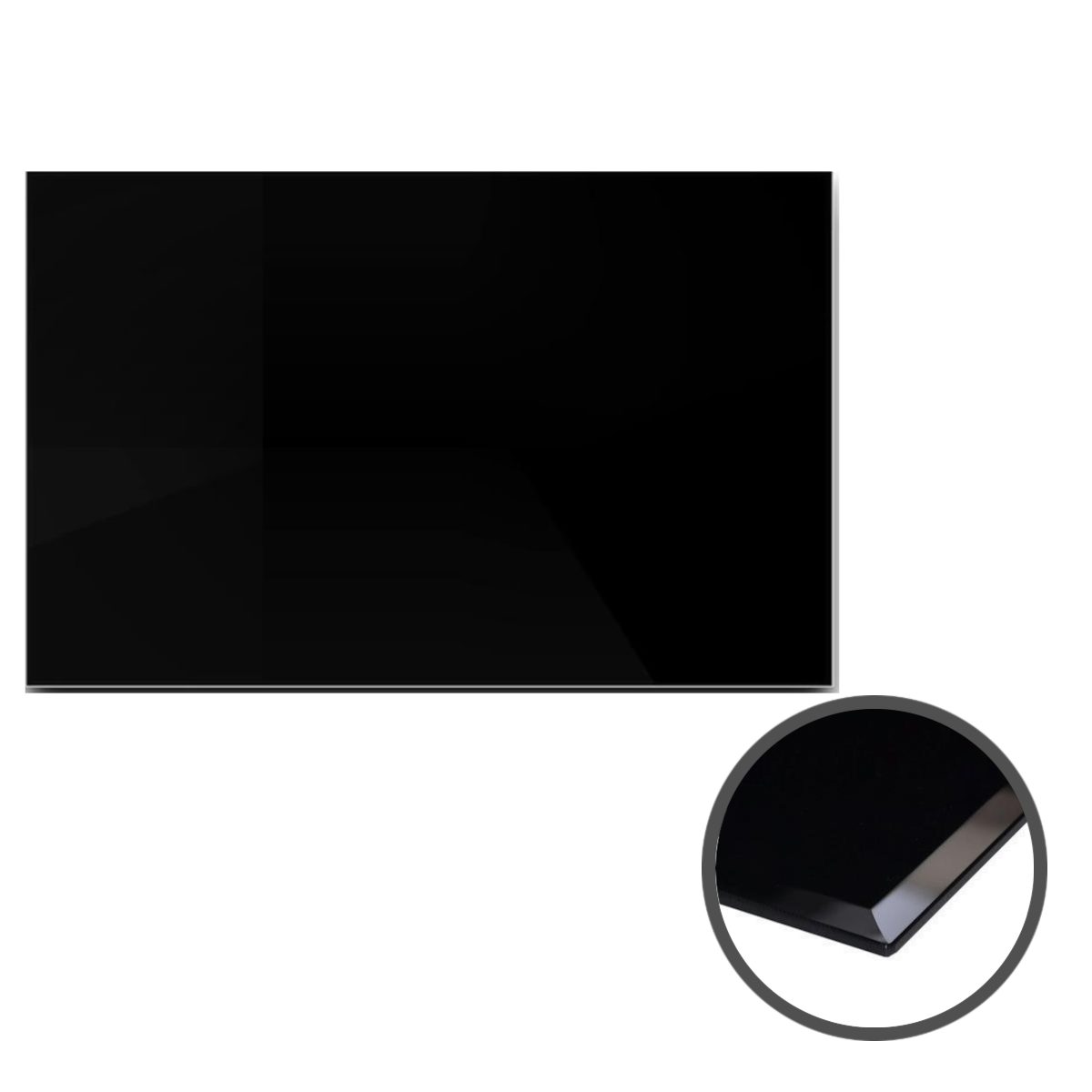 HOOZ Glasplatte rechteckig - 90x60x0,6 Tischplatte cm Facettenschliff schwarz, mit