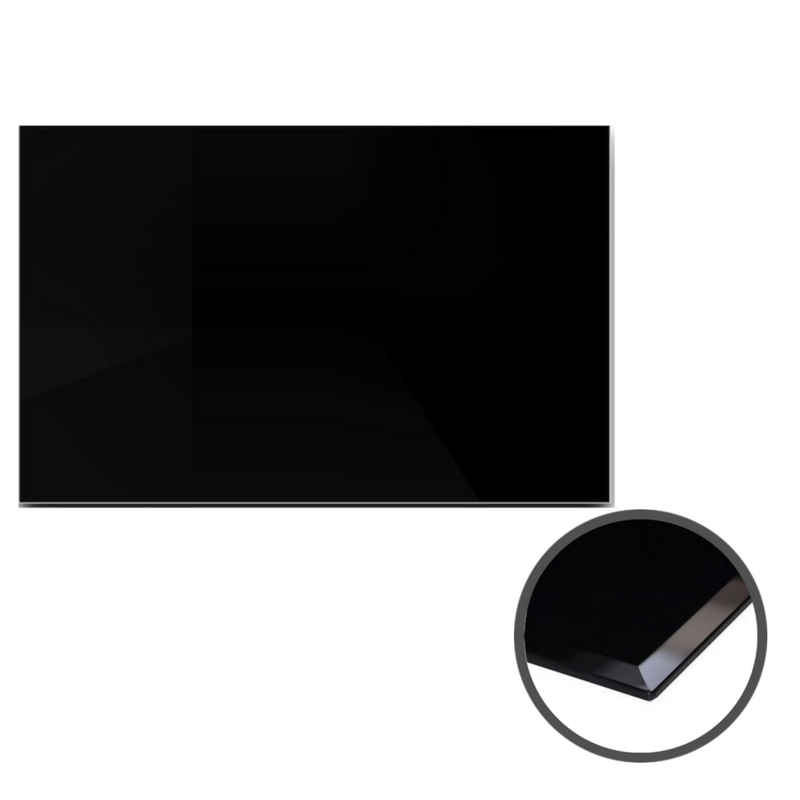 HOOZ Tischplatte aus Glas 100 x 50 x 0,6 cm oder als Funkenschutzplatte für den Kamin (schwarzes Glas, 1 St., ESG-Sicherheitsglas), mit hochwertigem Facettenschliff