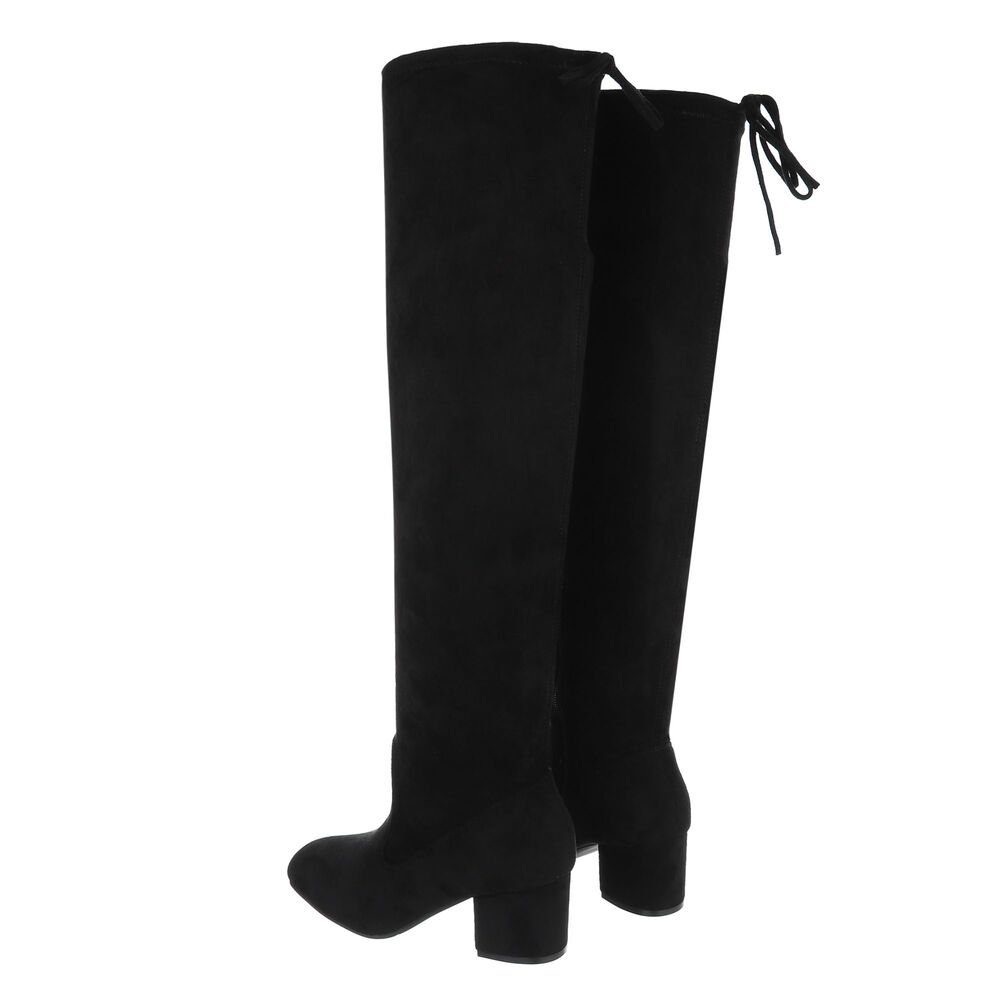 Ital-Design Damen Party & Clubwear Overkneestiefel (85255614) Blockabsatz Overknees in Schwarz