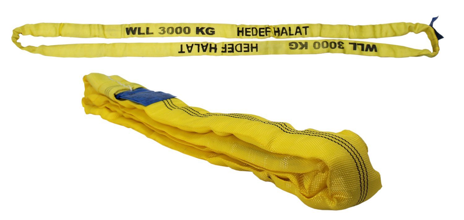 HEDEF HALAT Rundschlinge mit Einfachmantel 3 Tonnen 1 Meter SF: 7/1 DIN EN 1492-2 Hebeband, Rundschlingen Bandschlinge Hebegurt 1 m (umfang 2 m)