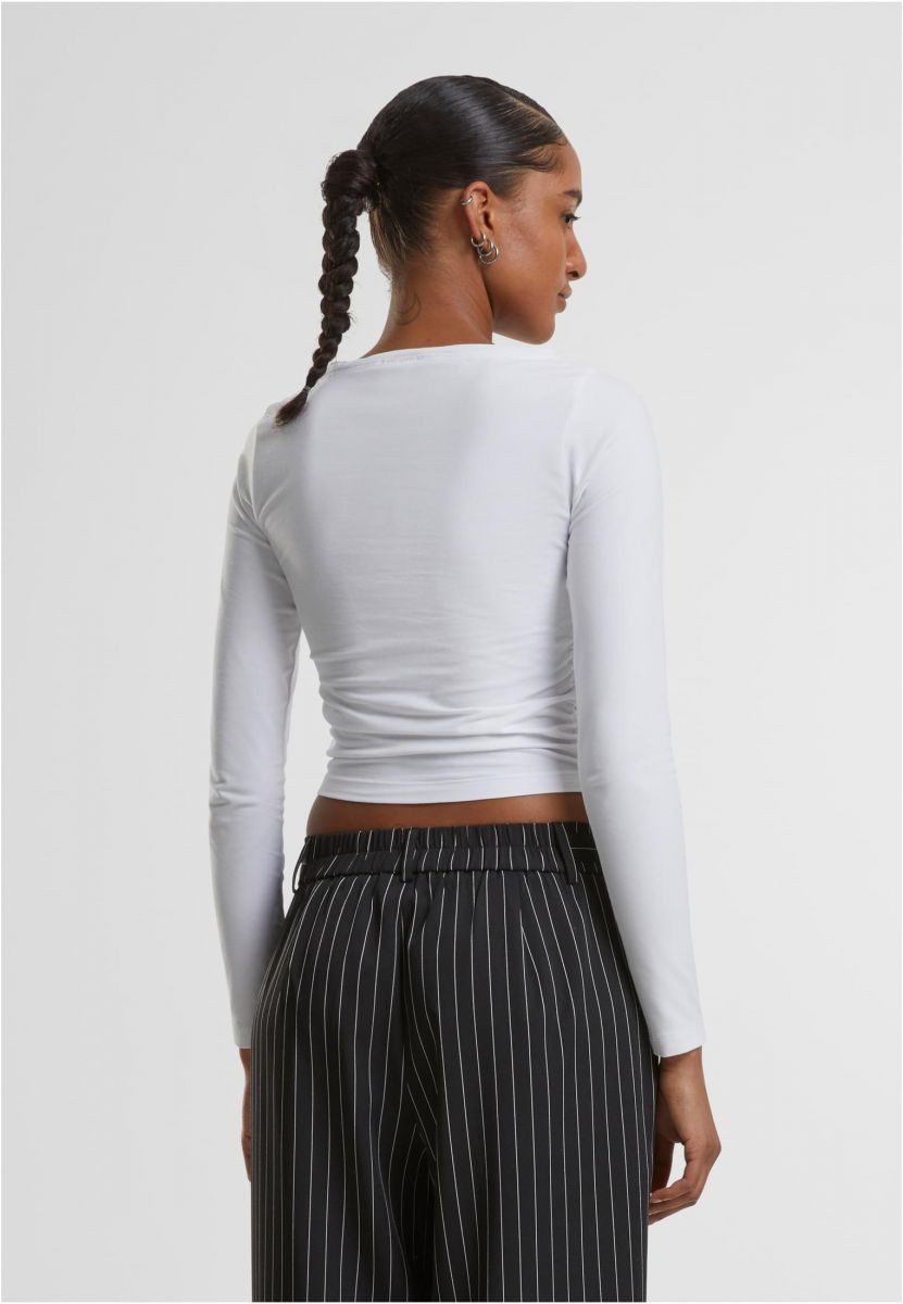 URBAN CLASSICS Longsleeve Ladies Ruffled Super Slim Longsleeve 2-Pack Damen Langarm