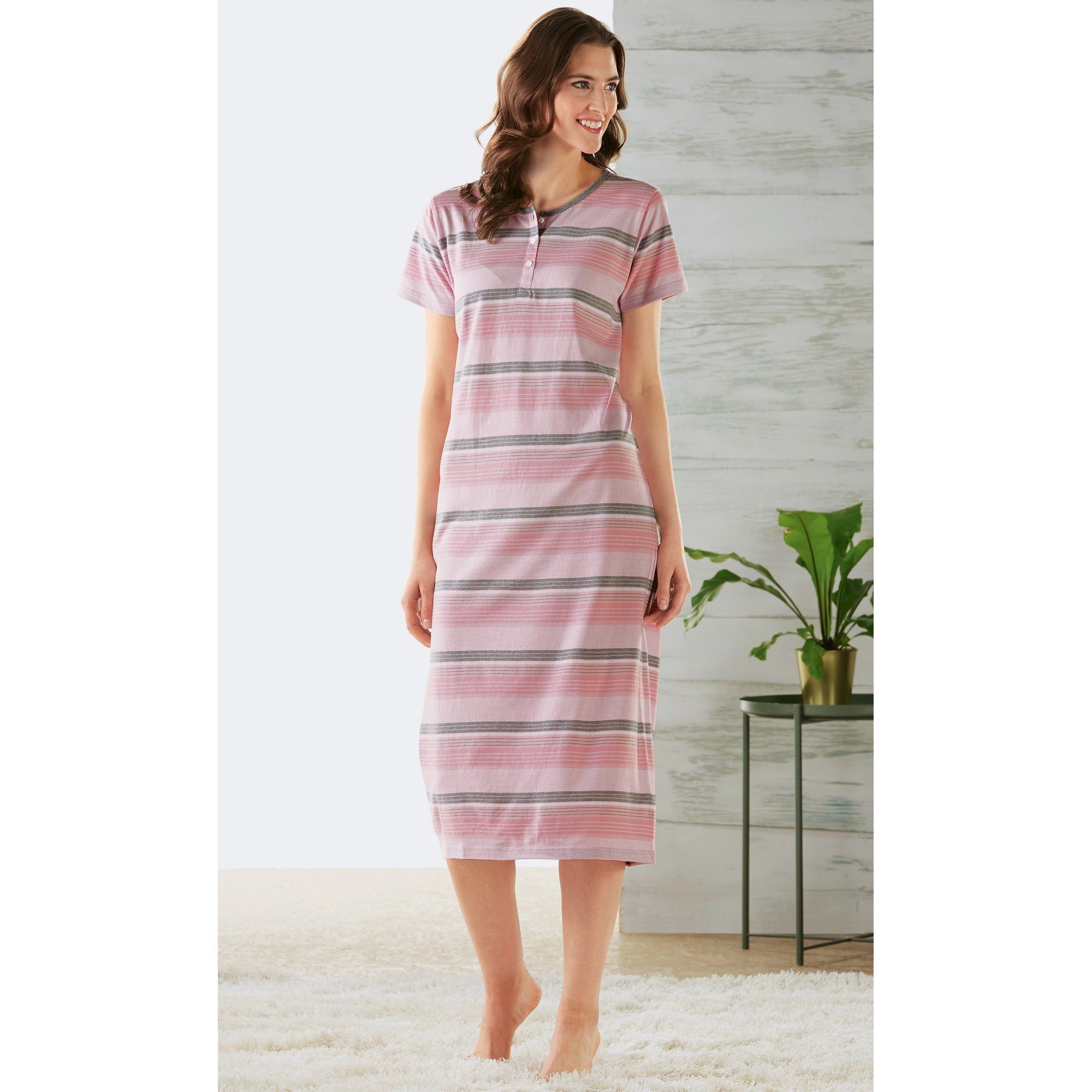 REDBEST Nachthemd Damen-Nachthemd Single-Jersey Streifen günstig online kaufen