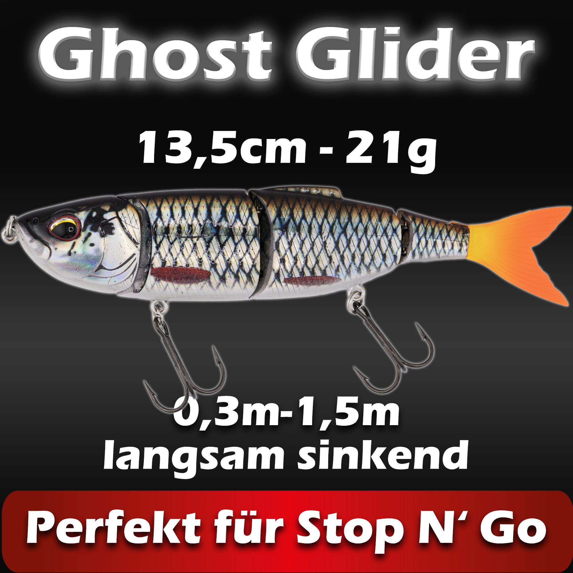 Paradox Fishing Kunstköder Hecht Wobbler Set 12,5cm/21,5g I 13,5cm/21g, (4er Set), REALISTISCHER LAUF