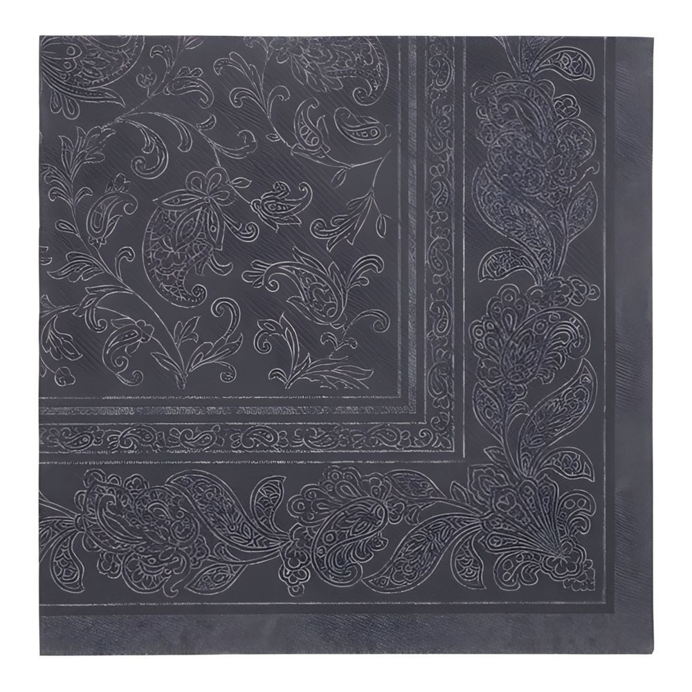 PAPSTAR Papierserviette 50 x ROYAL Collection 1/4-Falz 40 cm x 40 cm schwarz Ornaments