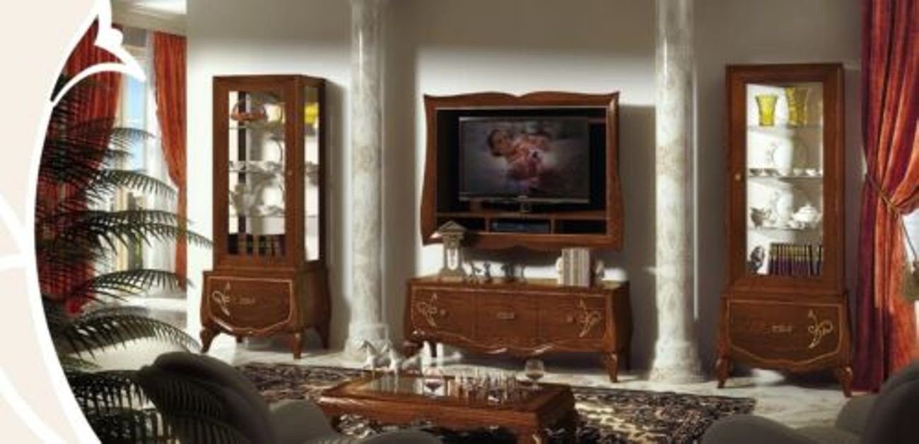 Möbel Wohnzimmer-Set, Art Holz Stil Italienische Schrank Vitrine Gruppe JVmoebel tv Deco RTV