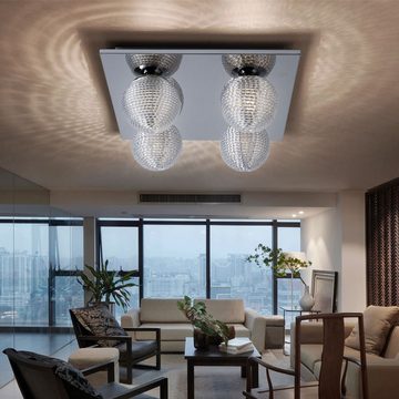 etc-shop LED Deckenleuchte, Leuchtmittel inklusive, Warmweiß, Deckenlampe Wohnzimmer LED Deckenleuchte chrom, Alugeflecht, 4-