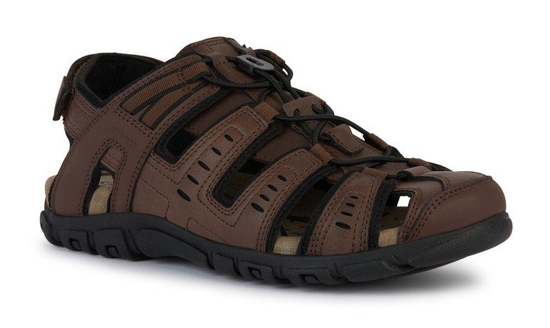 Geox UOMO SANDAL STRADA C Sandale, Sommerschuh, Klettschuh, Outdoorsandale, mit Lederfußbett