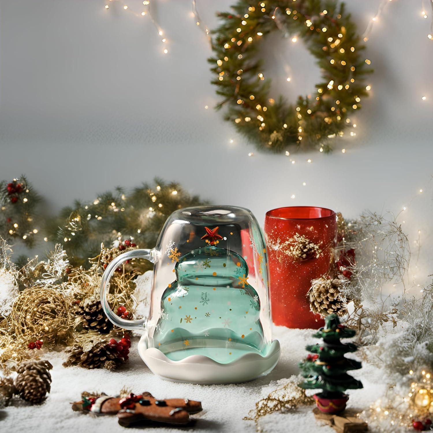 LuxusKollektion Latte-Macchiato-Glas Glas Latte Macchiato 270ml Type 9-weihnachtsbaum Type 9-270ml*1, Glas