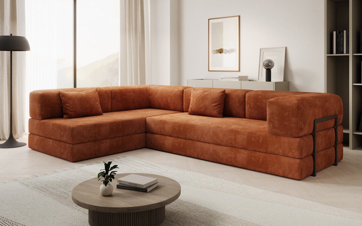 Luxusbetten24 Schlafsofa Designer Sofa Lazy L, mit Aufklappfunktion und Cordbezug