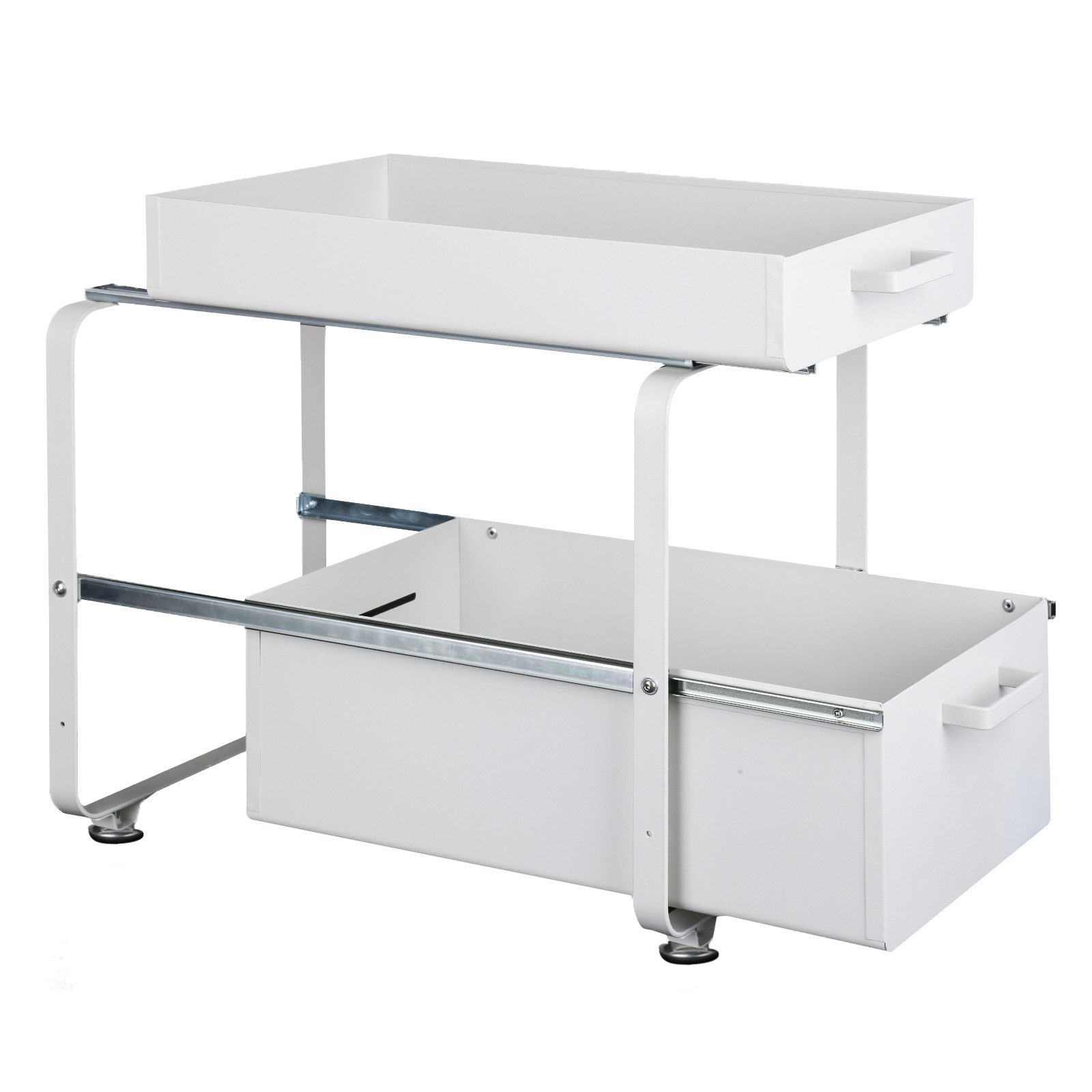 JEOBEST Küchenregal Küchenregal Regal mit 2 Korb-Auszügen, Spülschrank Organizer