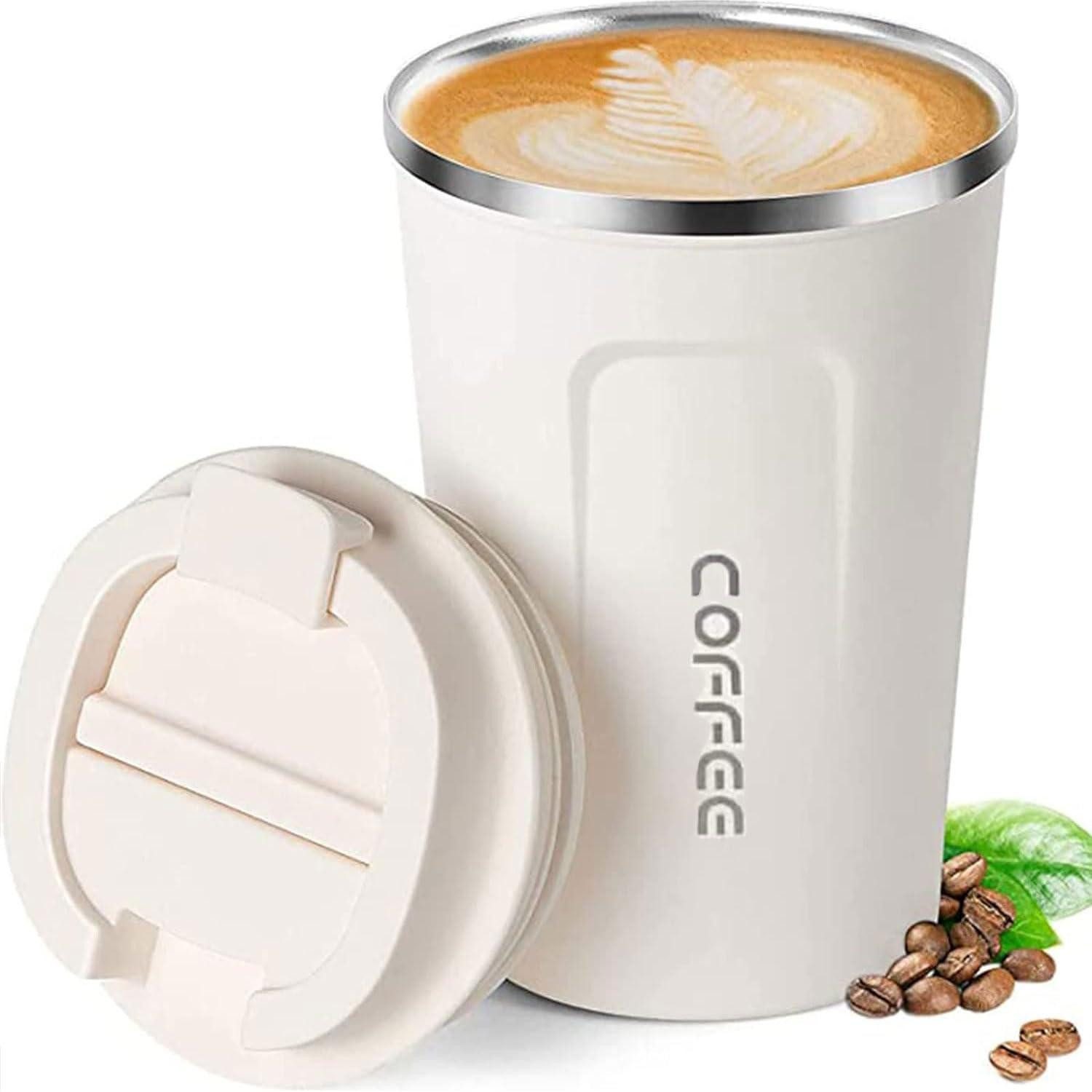 LuxusKollektion Coffee-to-go-Becher Kaffeebecher to go Edelstahl Thermobecher Auslaufsicher Weiß 380ml