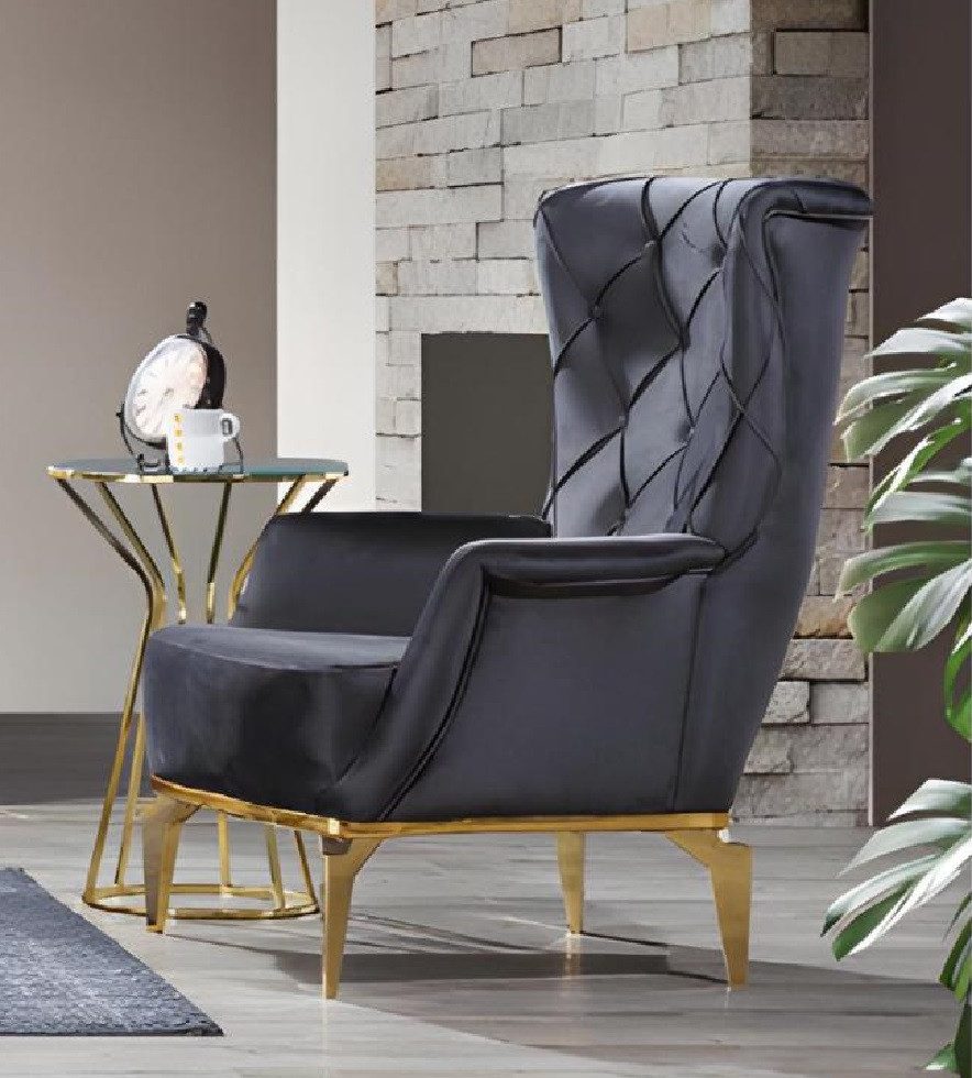 Xlmoebel Ohrensessel Grauer Designer-Sessel aus hochwertigem Material für stilvolles Wohnen (Sessel), Hergestellt in Europa
